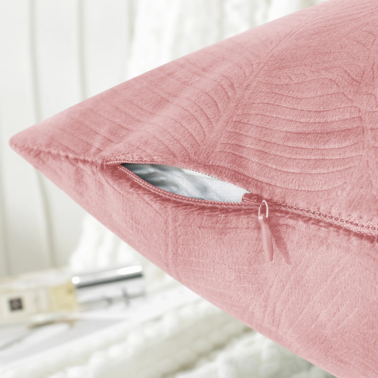 YSTYLE Velvet Sofa Cushion Covers, Decorative Throw Pillow Covers, 2 pcs, Hidden Zipper-Leaf Shape