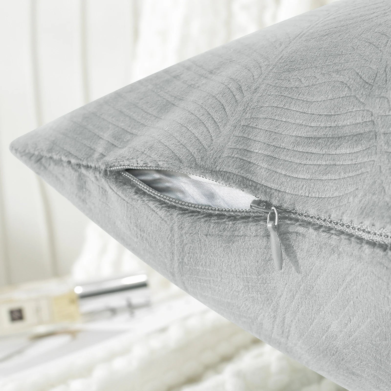 YSTYLE Velvet Sofa Cushion Covers, Decorative Throw Pillow Covers, 2 pcs, Hidden Zipper-Leaf Shape