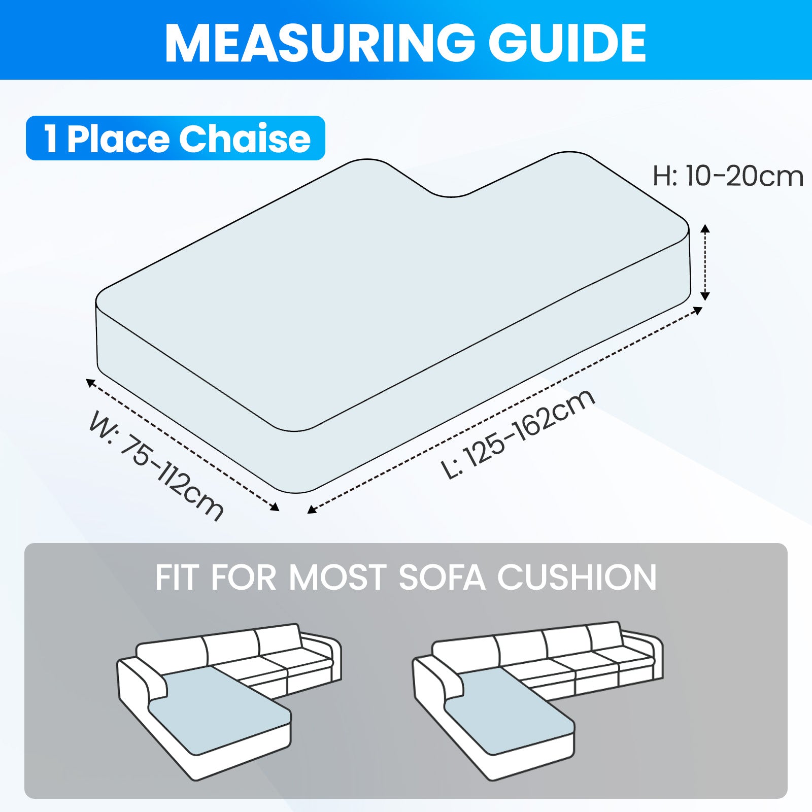 Ystyle Chaise longue Elastic Sofa Seat Cover, Universal Living Room Cushion Cover, Separate Sofa Cushion Slipcovers, Non-Slip, Stain-Resistant, Super Soft & Washable