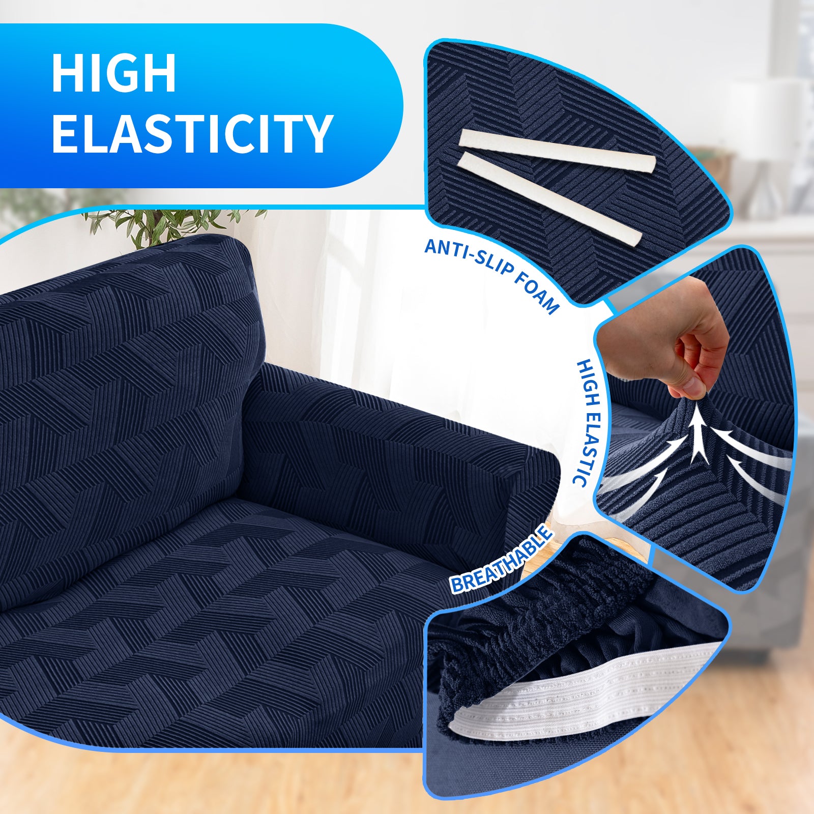 Ystyle Stretch 4 Seater Sofa Cover Super Elastic and Anti Slip-YSTYLE