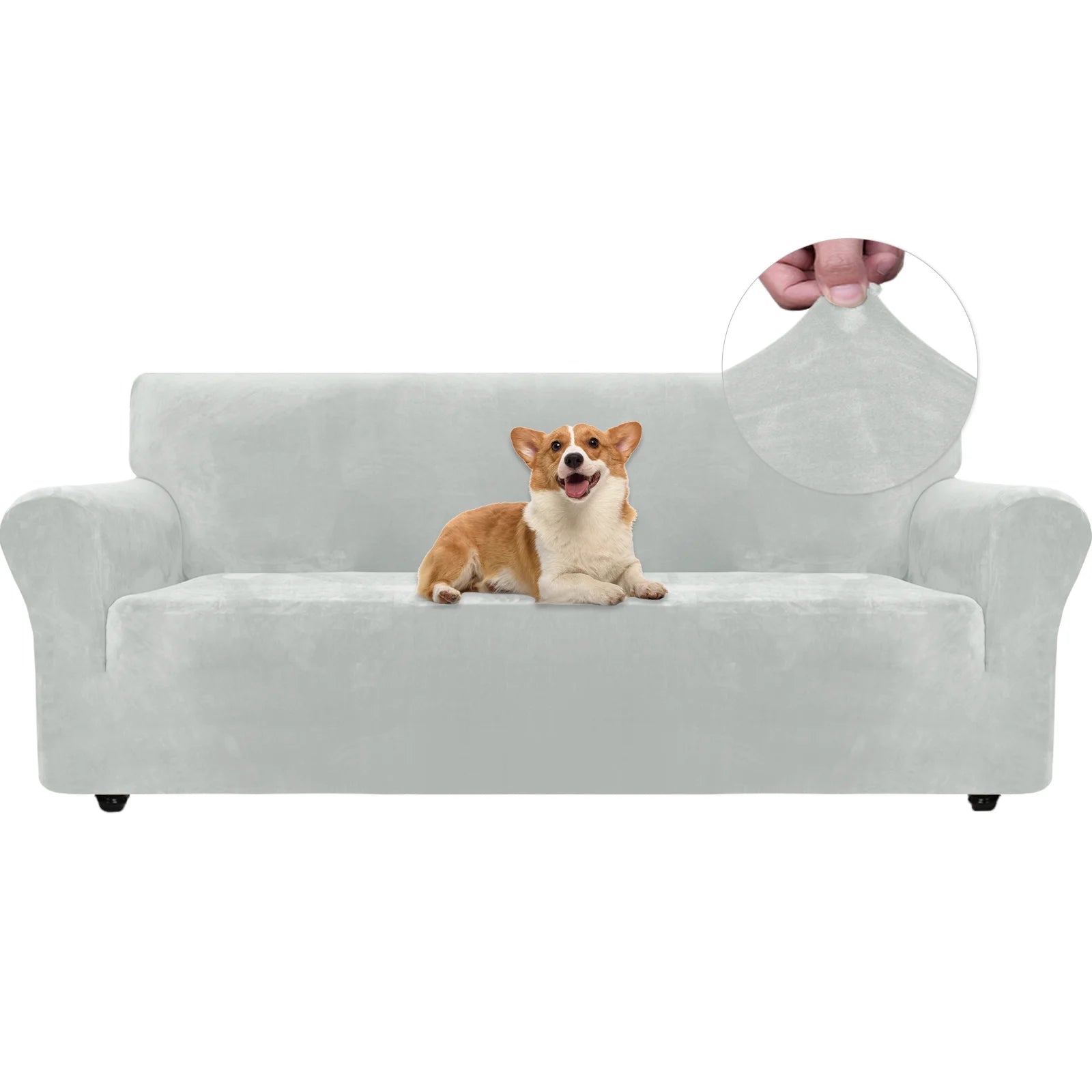 YSTYLE Velvet 3 Seater Sofa Cover – Stretch Fit, Anti-Scratch, Pet-Friendly, Non-Slip, Washable