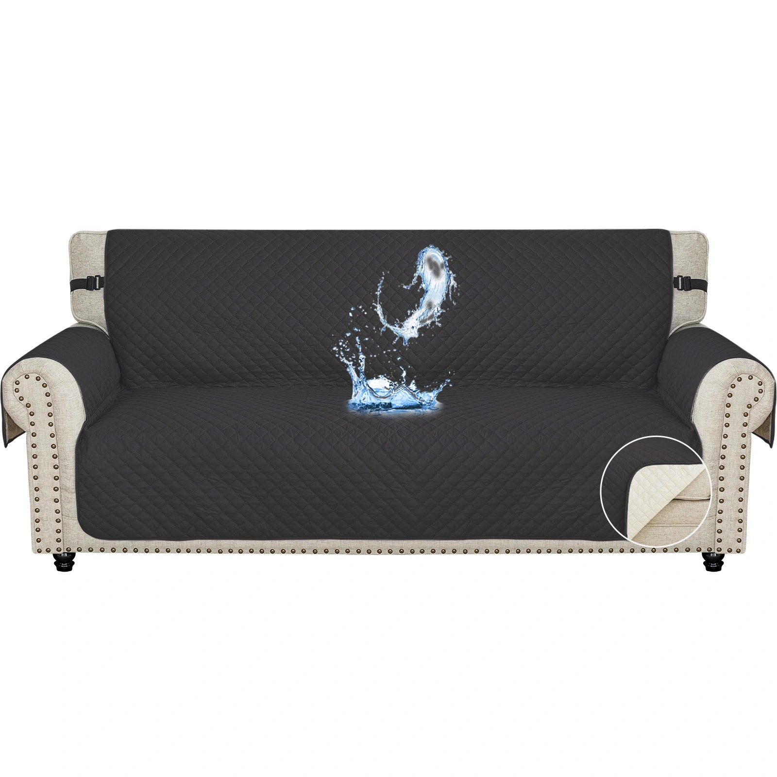 YSTYLE Waterproof 4 Seater Sofa Cover with Side Pockets Anti-Slip-YSTYLE