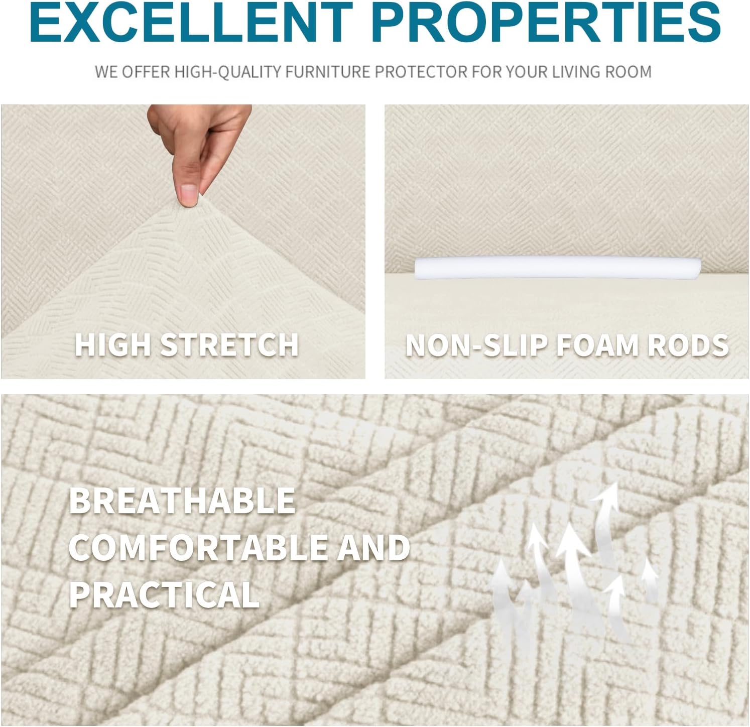 YSTYLE Cubierta de Sofá para 3 Personas – Ajuste Elástico, Antideslizante, Resistente a los Animales Domésticos, Cobertura Completa, Lavable, Diamante