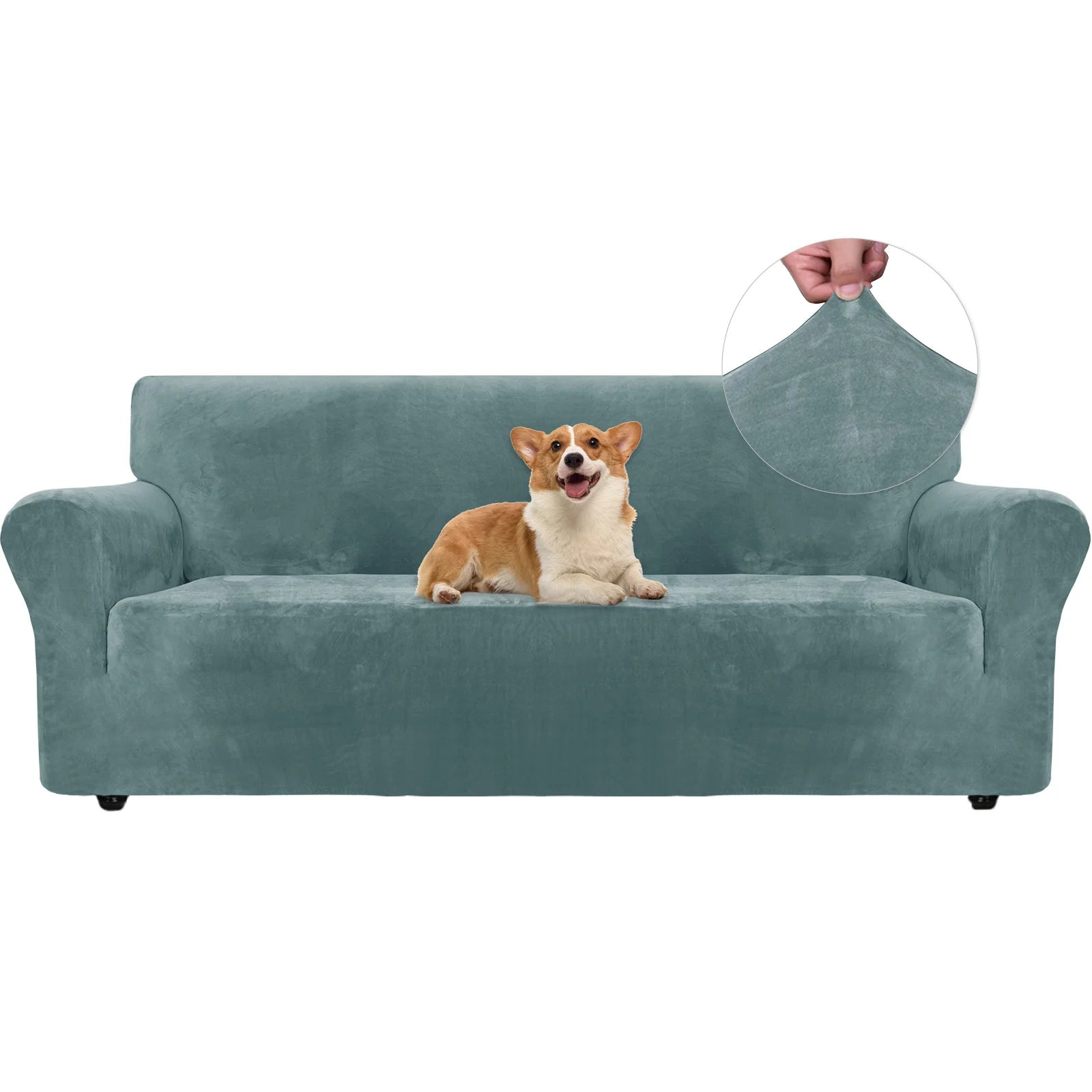 YSTYLE Velvet 3 Seater Sofa Cover – Stretch Fit, Anti-Scratch, Pet-Friendly, Non-Slip, Washable
