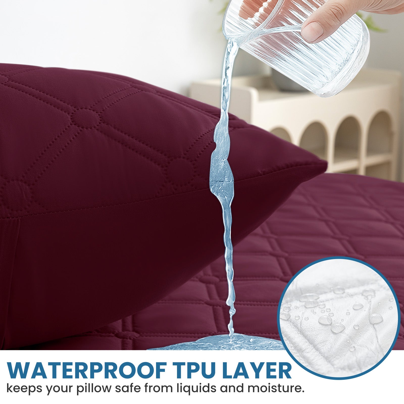 Ystyle Waterproof Pillow Protectors 50x80 cm Set of 2, Scratch-Resistant Pillowcase Covers