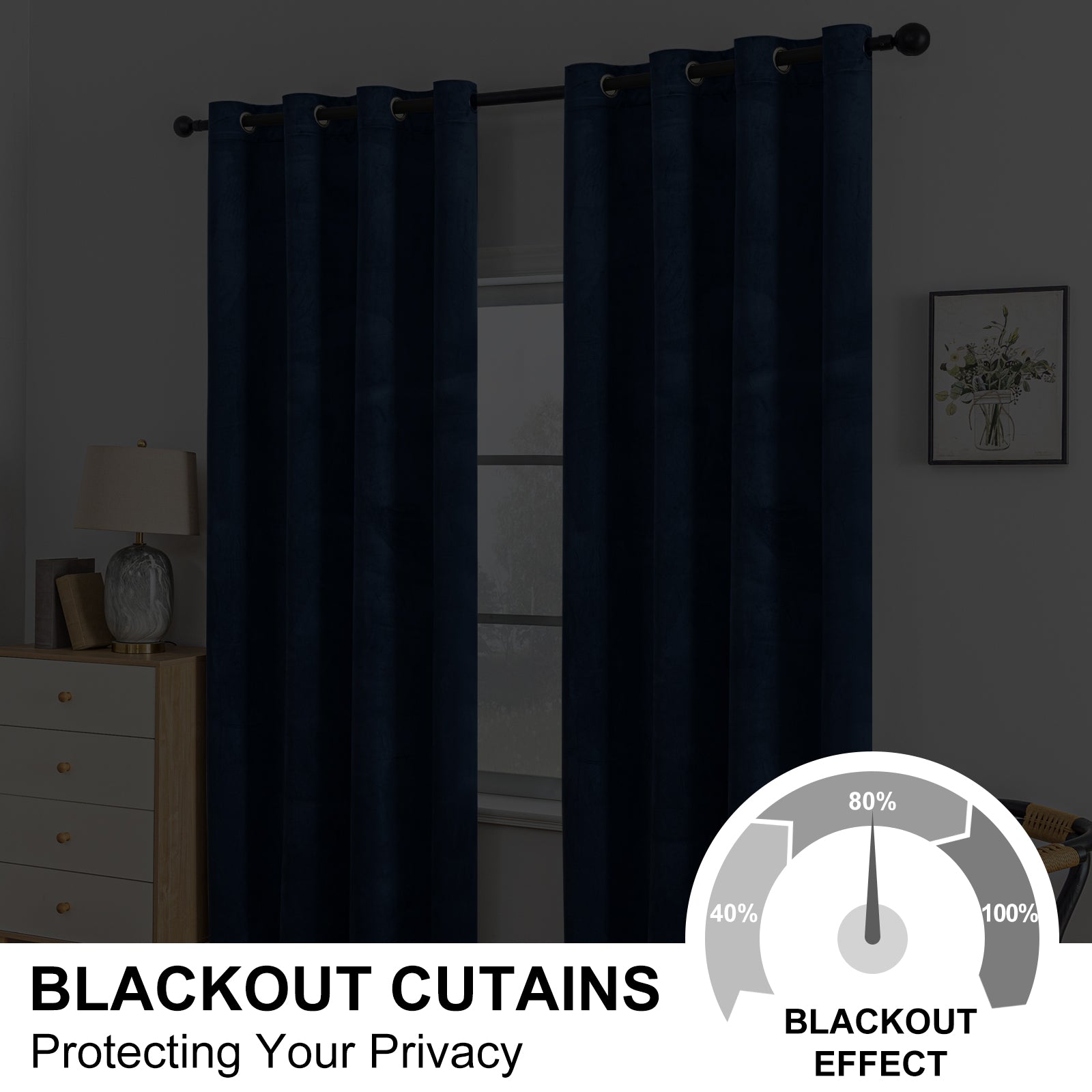 YSTYLE 2 Pieces Velvet Blackout Curtains Thermal Insulated-YSTYLE