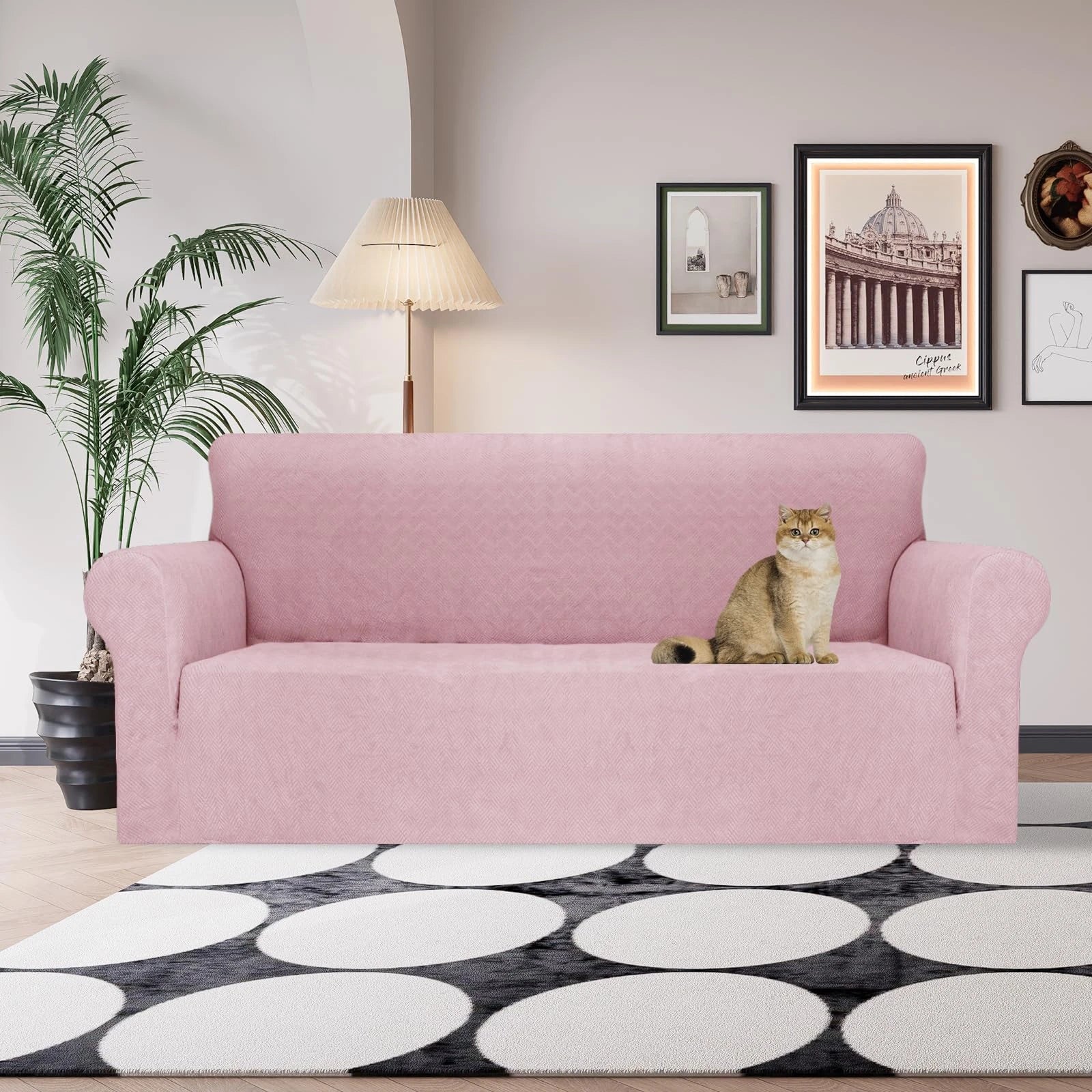 YSTYLE Stretch 3 Seater Sofa Cover with Armrests Anti-Slip Washable-YSTYLE