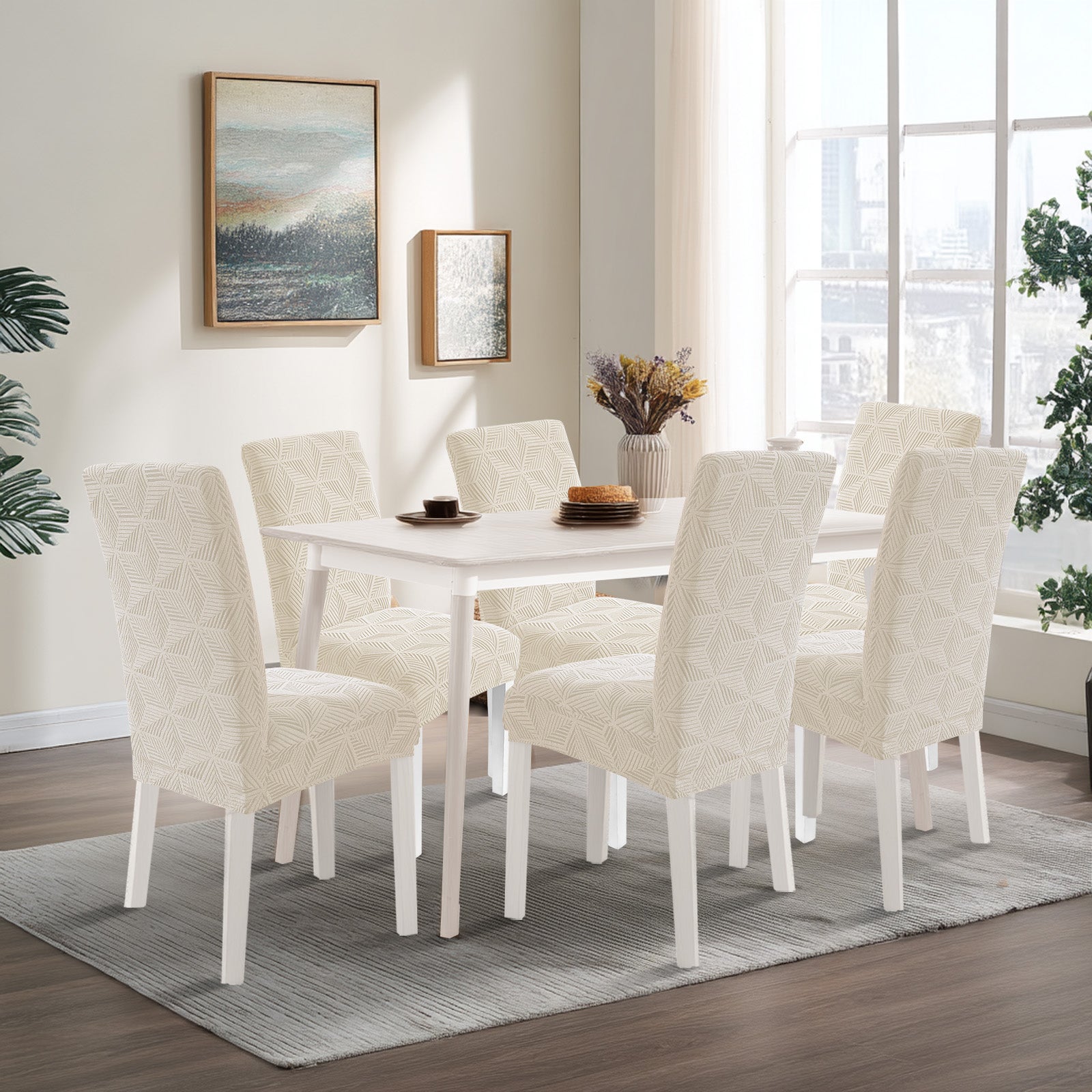 Ystyle 6-Piece Chair Covers with Backrest, Elastic Slipcovers, Universal Living Room Kitchen Chair Protectors, Cat Scratch-Resistant Modern Stain-Proof Dining Chair Covers