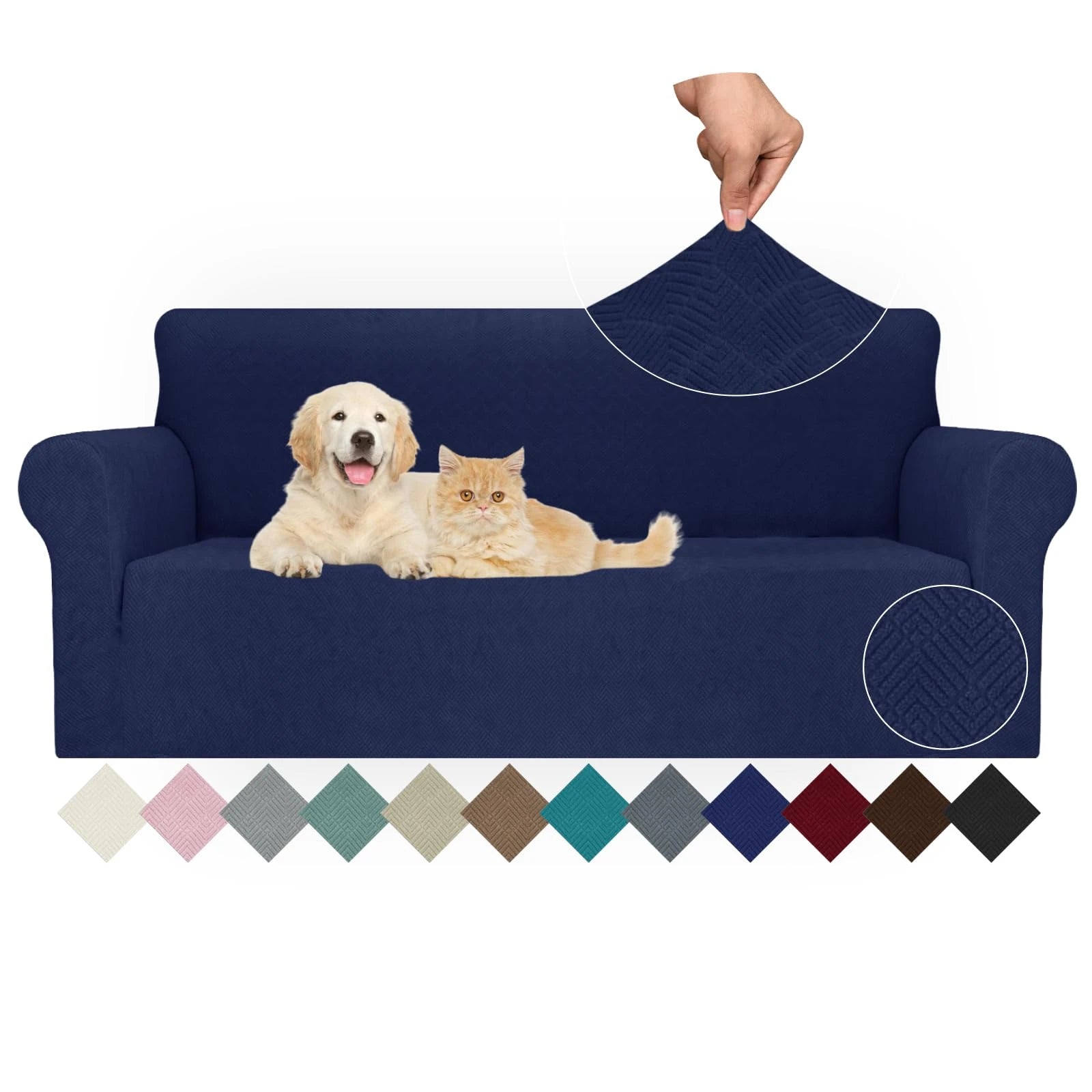 YSTYLE Stretch 3 Seater Sofa Cover with Armrests Anti-Slip Washable-YSTYLE