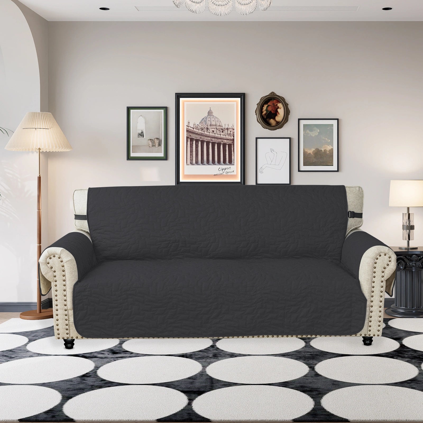 YSTYLE 3 Seater Sofa Cover – Waterproof, Anti-Slip, Cat Scratch-Resistant, Quilted Protection-Quads Shape