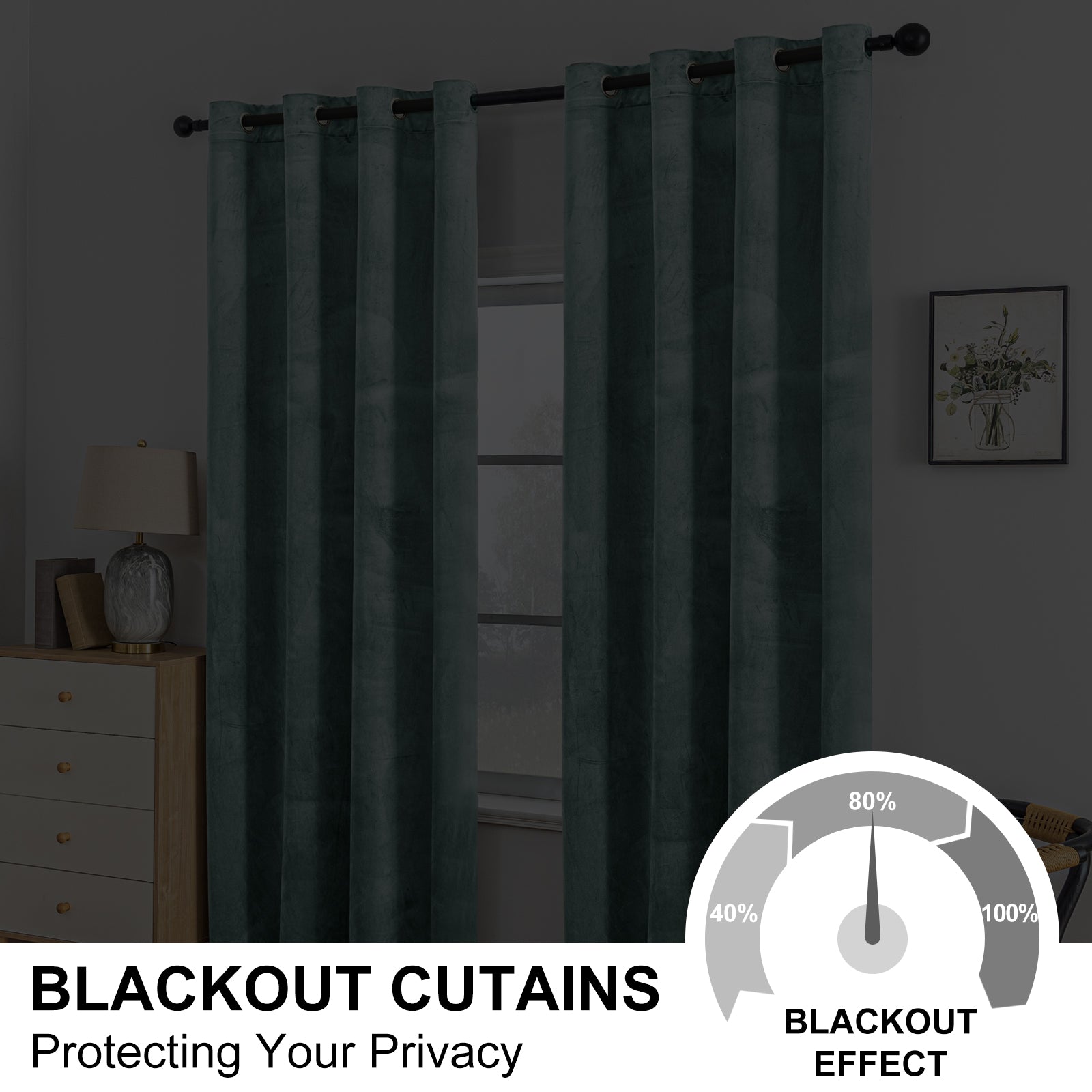 YSTYLE 2 Pieces Velvet Blackout Curtains Thermal Insulated-YSTYLE