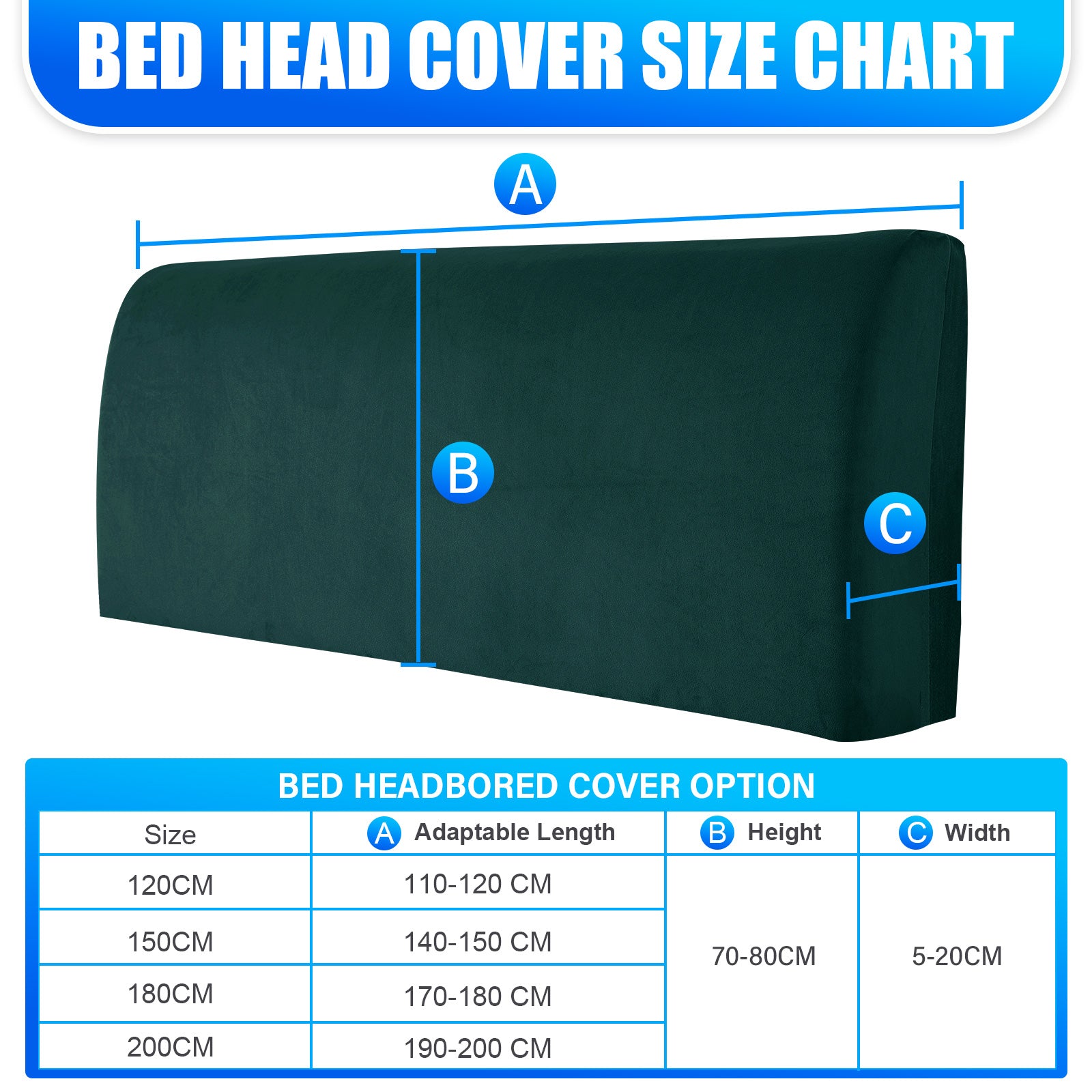 Ystyle 180cm Velvet Headboard Cover, Elastic Slipcover for Bed Headboard, Solid Color Washable Headboard Protector for Single/Double Beds