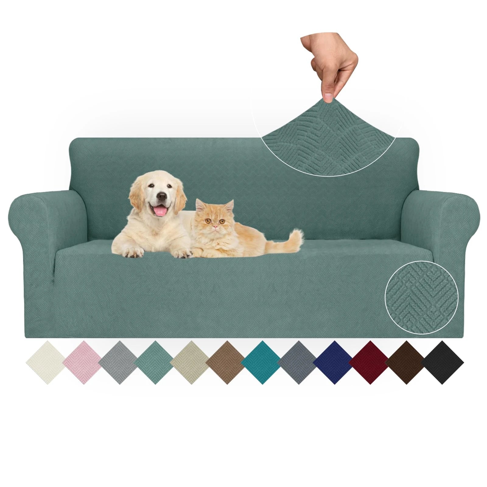 YSTYLE Stretch 3 Seater Sofa Cover with Armrests Anti-Slip Washable-YSTYLE
