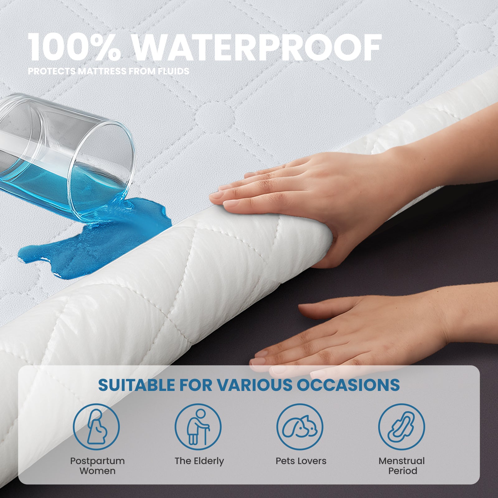 Ystyle Waterproof Double Mattress Protector 180x200 cm Anti Mite-YSTYLE