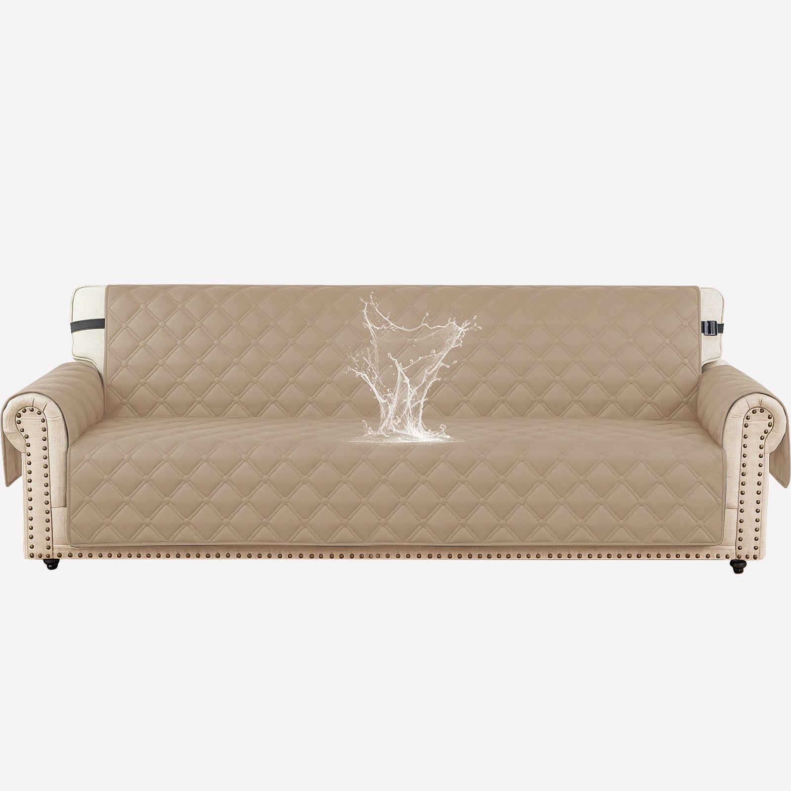 Ystyle Waterproof 4 Seater Sofa Cover with Armrests Side Pockets-YSTYLE