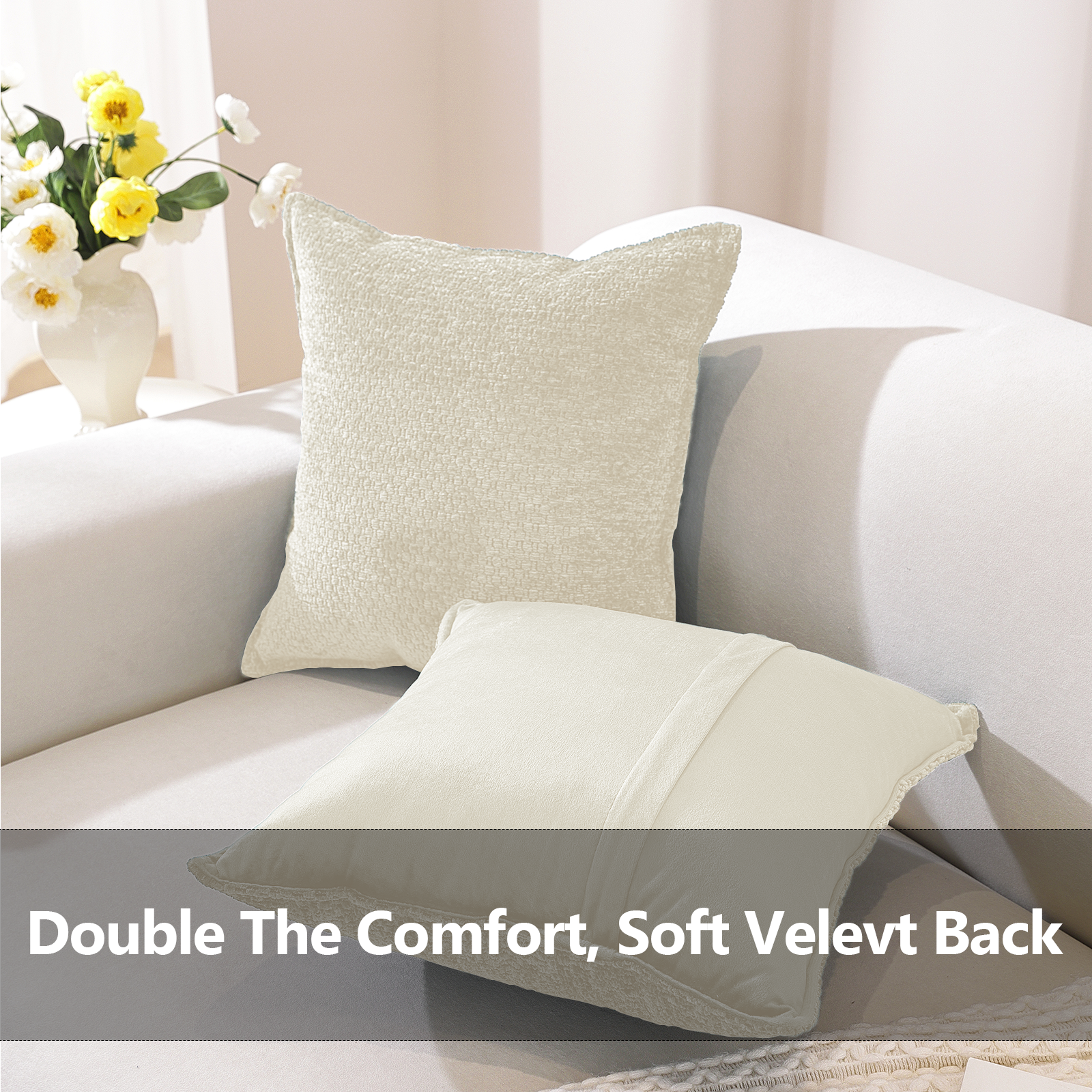 Ystyle Chenille Sofa Cushion Covers 40 x 40 cm, 2 Pieces, Soft Durable Cushion Cover, Cushion Cover with Corazón Shape, Decorative Cushion Covers Living Room