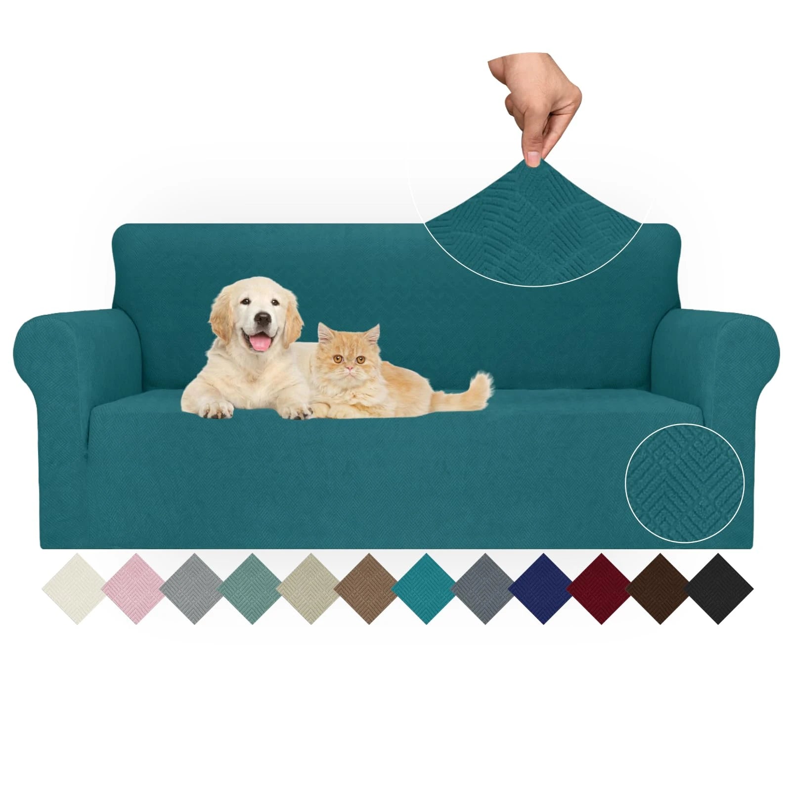 YSTYLE Stretch 3 Seater Sofa Cover with Armrests Anti-Slip Washable-YSTYLE