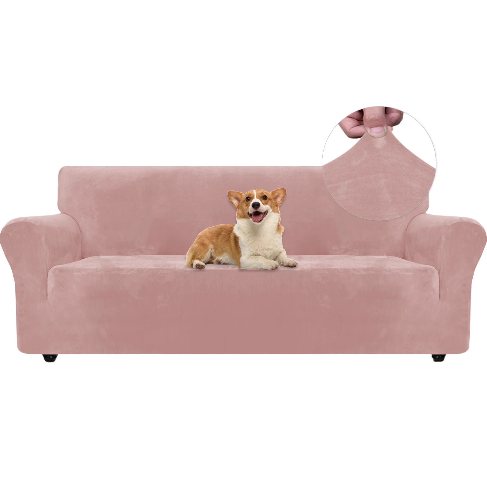 YSTYLE Velvet 3 Seater Sofa Cover – Stretch Fit, Anti-Scratch, Pet-Friendly, Non-Slip, Washable