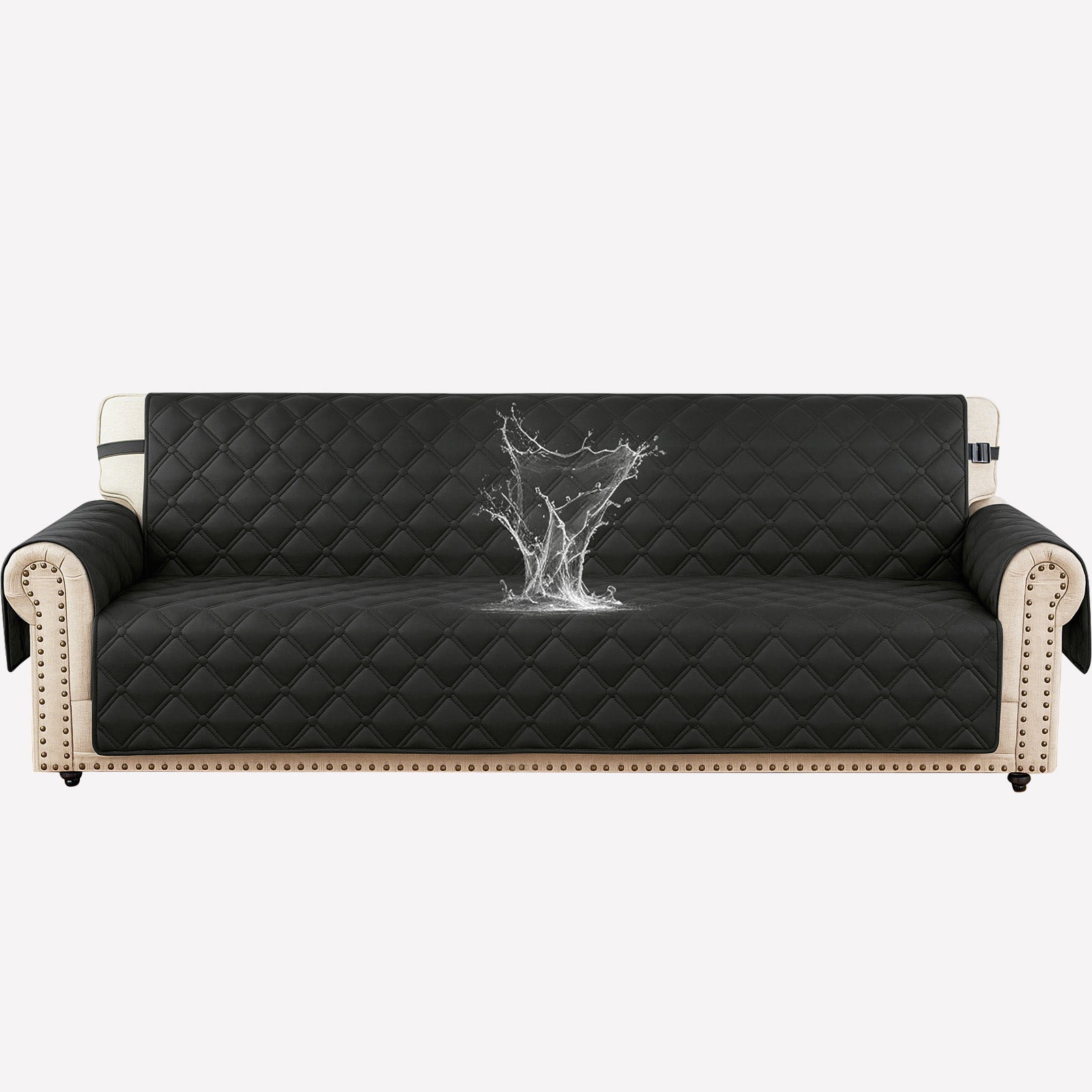 Ystyle Waterproof 4 Seater Sofa Cover with Armrests Side Pockets