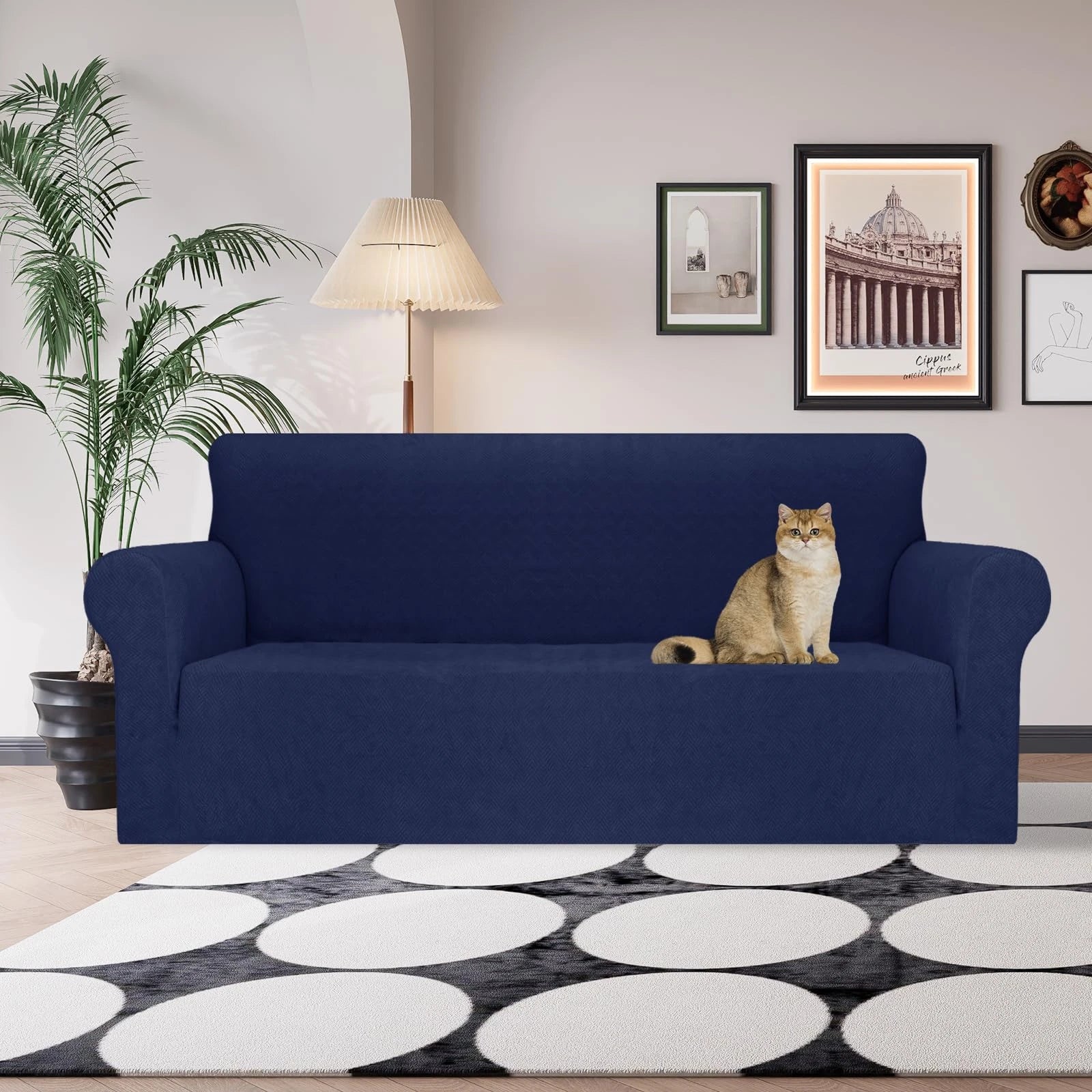 YSTYLE Stretch 3 Seater Sofa Cover with Armrests Anti-Slip Washable-YSTYLE