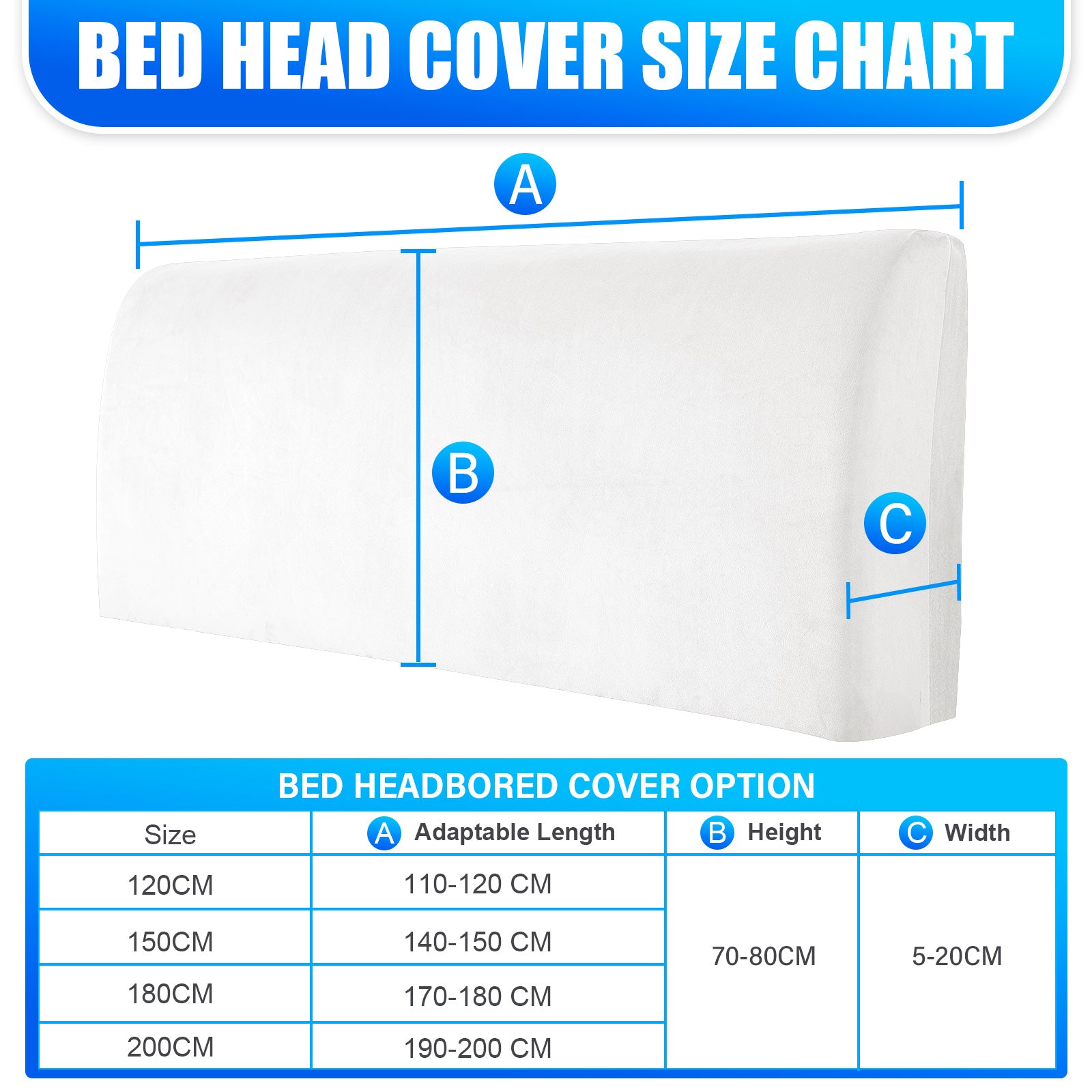 Ystyle 180cm Velvet Headboard Cover, Elastic Slipcover for Bed Headboard, Solid Color Washable Headboard Protector for Single/Double Beds