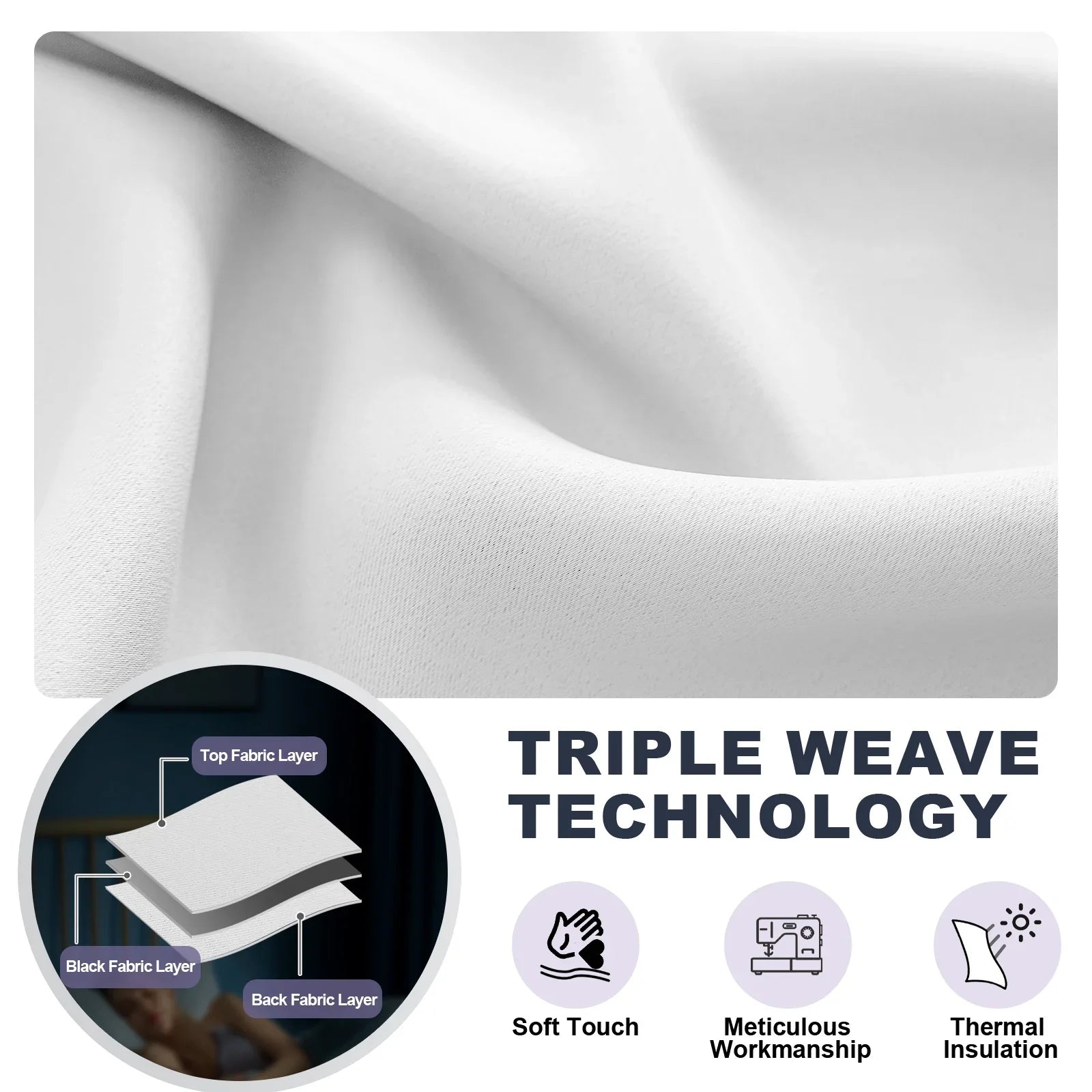 YSTYLE 2 Pieces Waterproof Blackout Curtains Thermal Insulated-YSTYLE