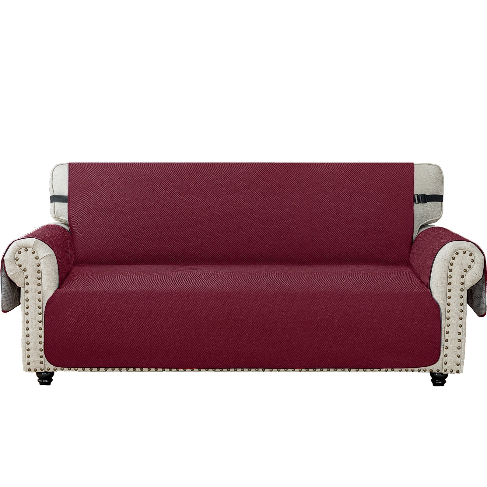 4 Seater Sofa Cover with Armrests in Anti-Scratch Non-Slip Green Fabric