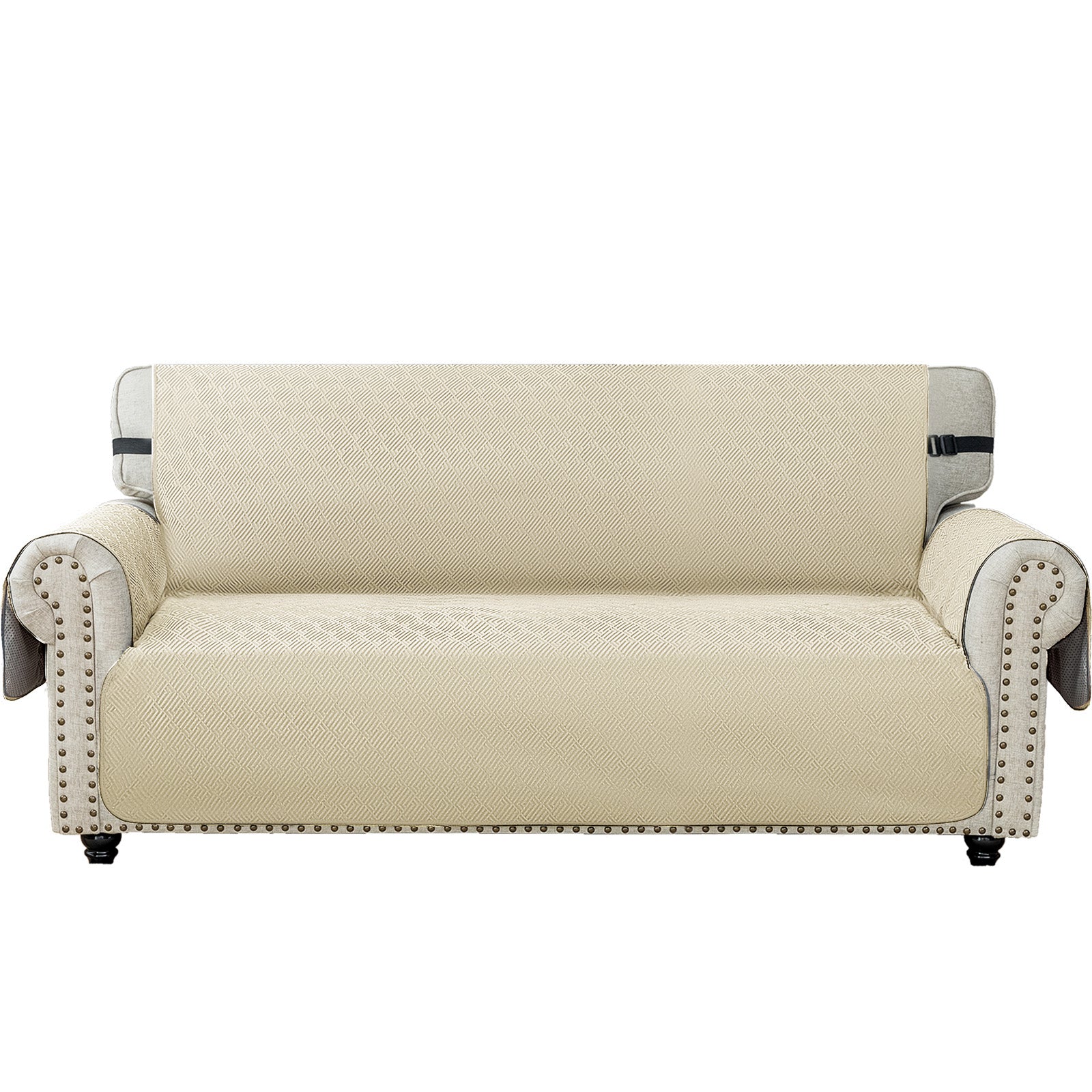 YSTYLE 4 Seater Sofa Cover with Armrests Geometric Pattern Anti Slip-YSTYLE