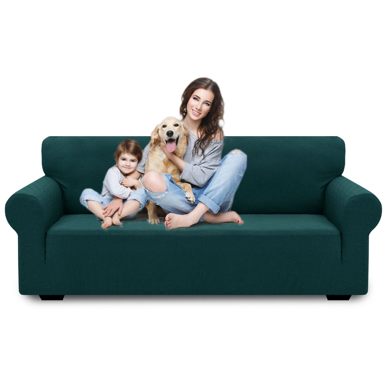 YSTYLE 3 Seater Sofa Cover – Stretch Fit, Pet Scratch Resistant, Geometric Jacquard, Anti-Slip, Washable-Back Shape
