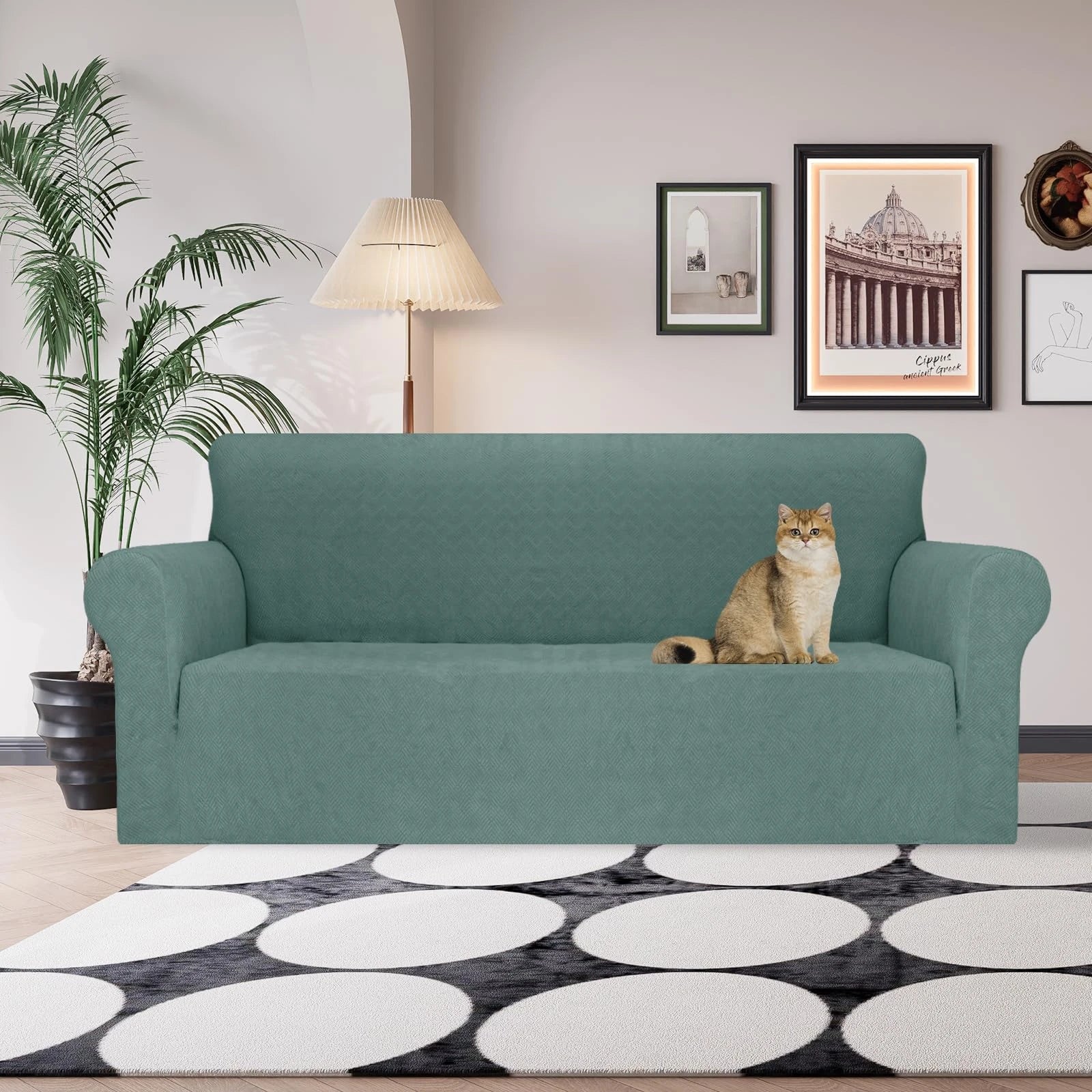 YSTYLE Stretch 3 Seater Sofa Cover with Armrests Anti-Slip Washable-YSTYLE