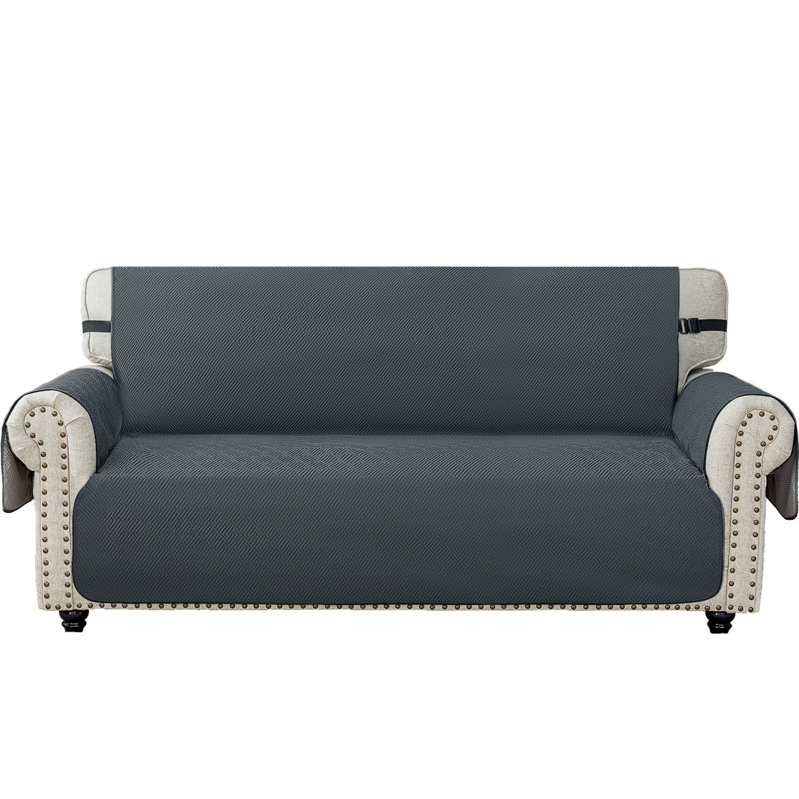YSTYLE 4 Seater Sofa Cover with Armrests Geometric Pattern Anti Slip-YSTYLE