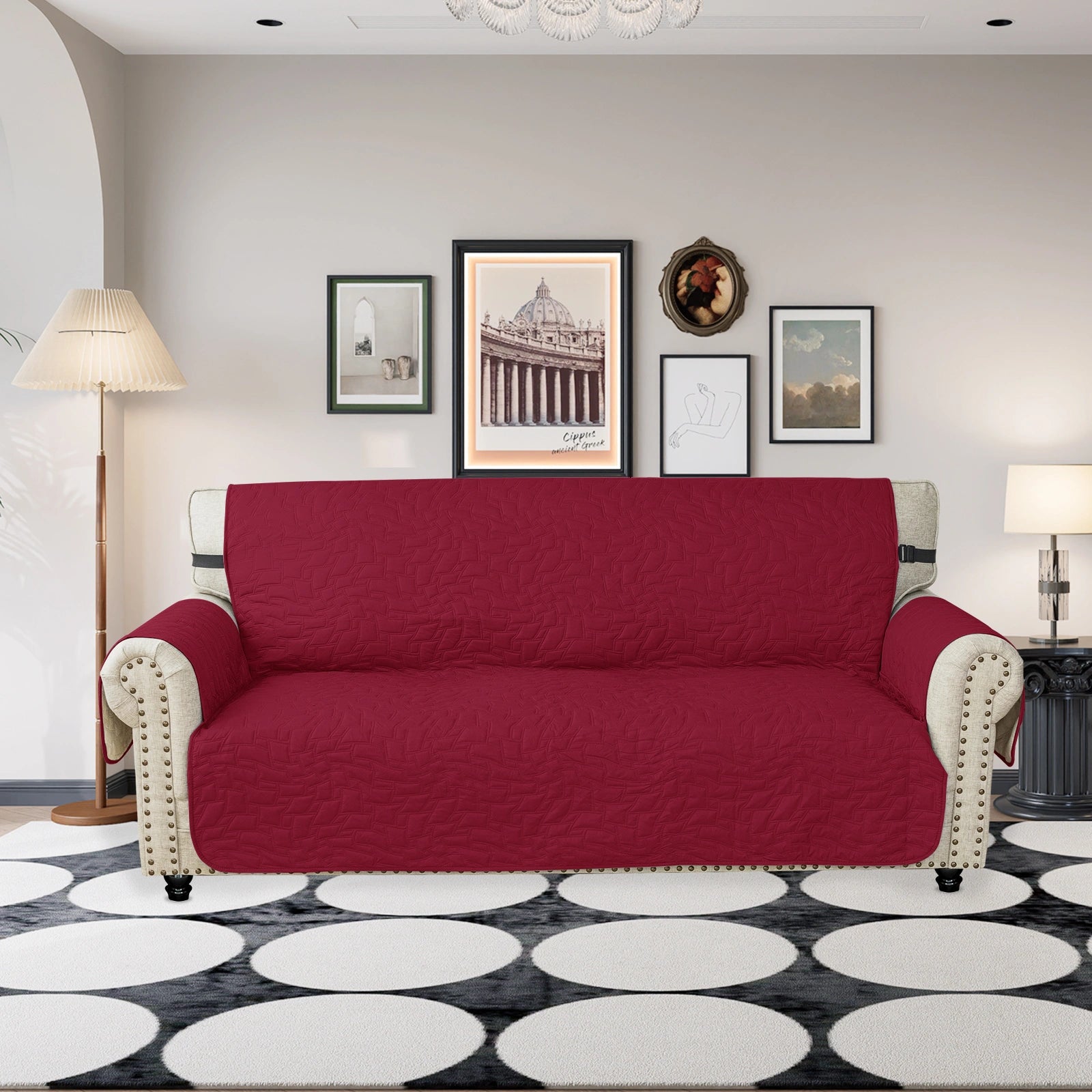 YSTYLE 3 Seater Sofa Cover – Waterproof, Anti-Slip, Cat Scratch-Resistant, Quilted Protection-Quads Shape