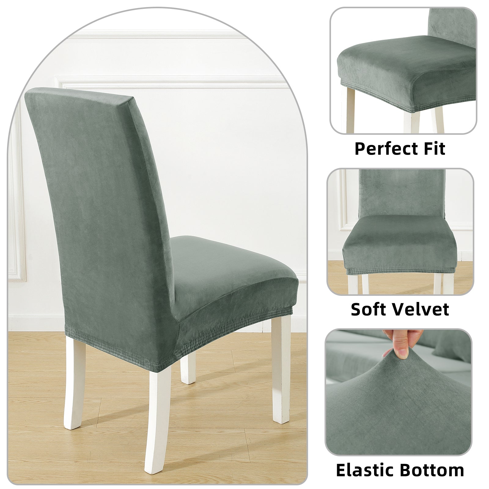 YSTYLE 2 Pieces velours élastique Chair couvertures with Backrest
