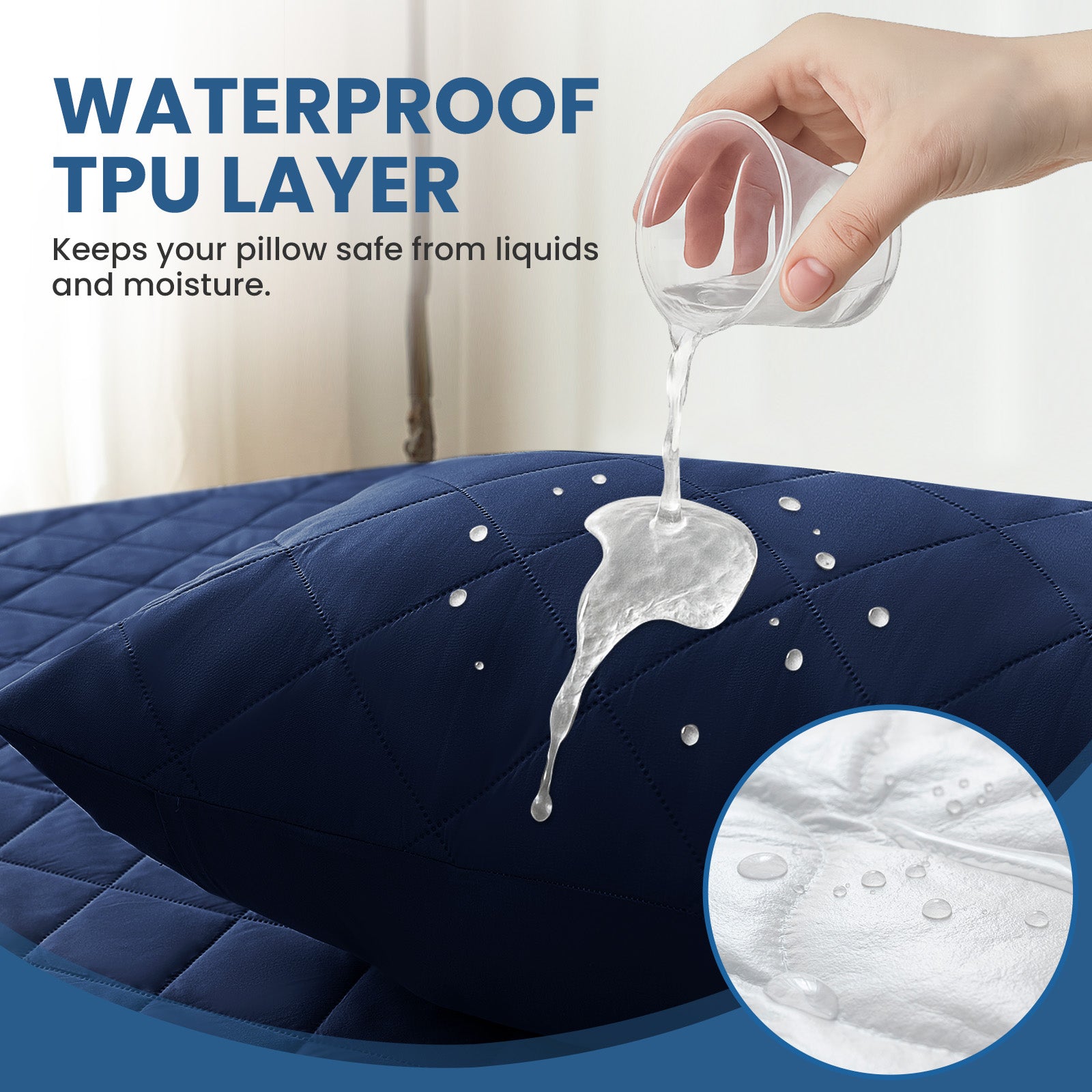 YSTYLE 2 Pieces Waterproof Bed Pillowcases 50x80cm Anti Mite-YSTYLE