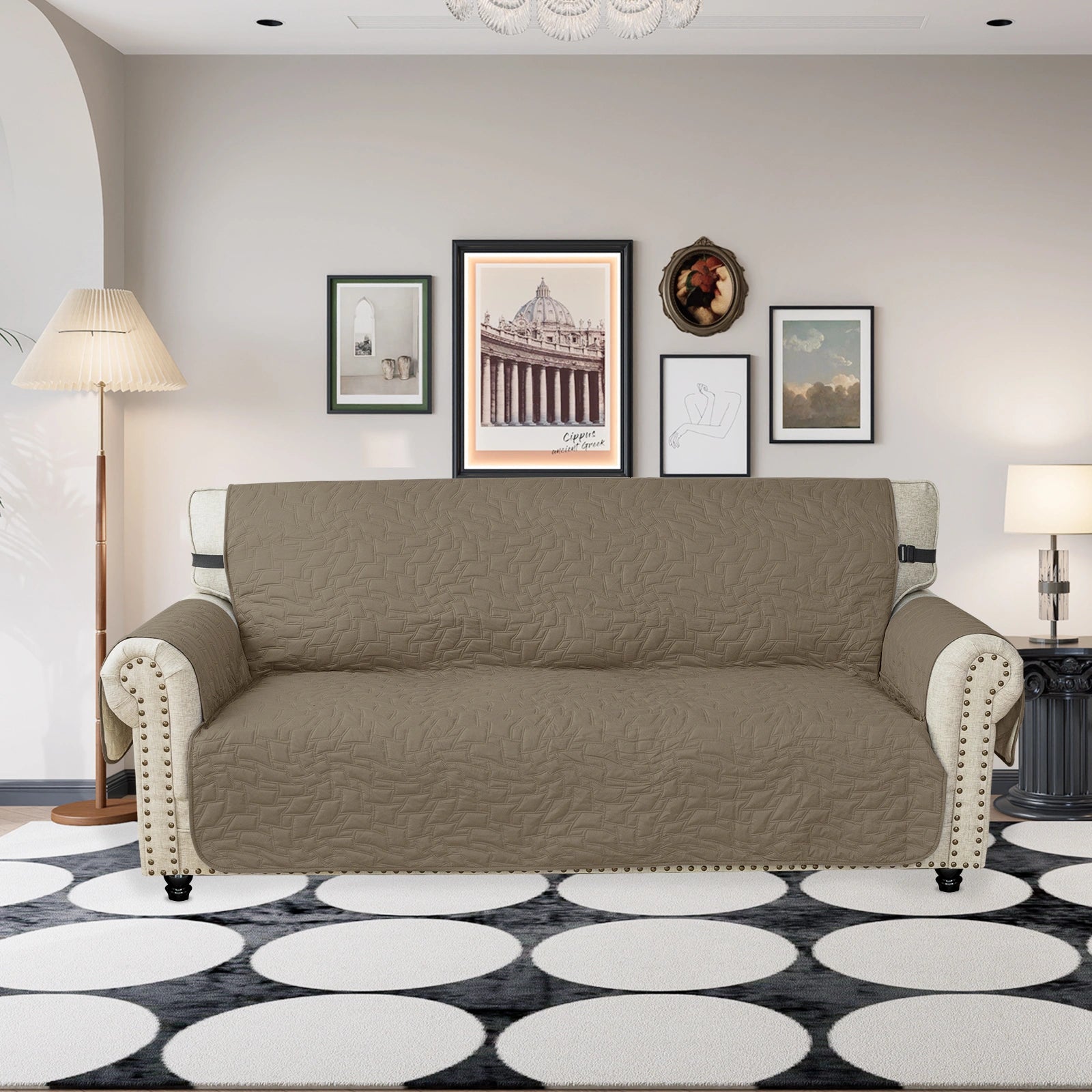 YSTYLE 3 Seater Sofa Cover – Waterproof, Anti-Slip, Cat Scratch-Resistant, Quilted Protection-Quads Shape