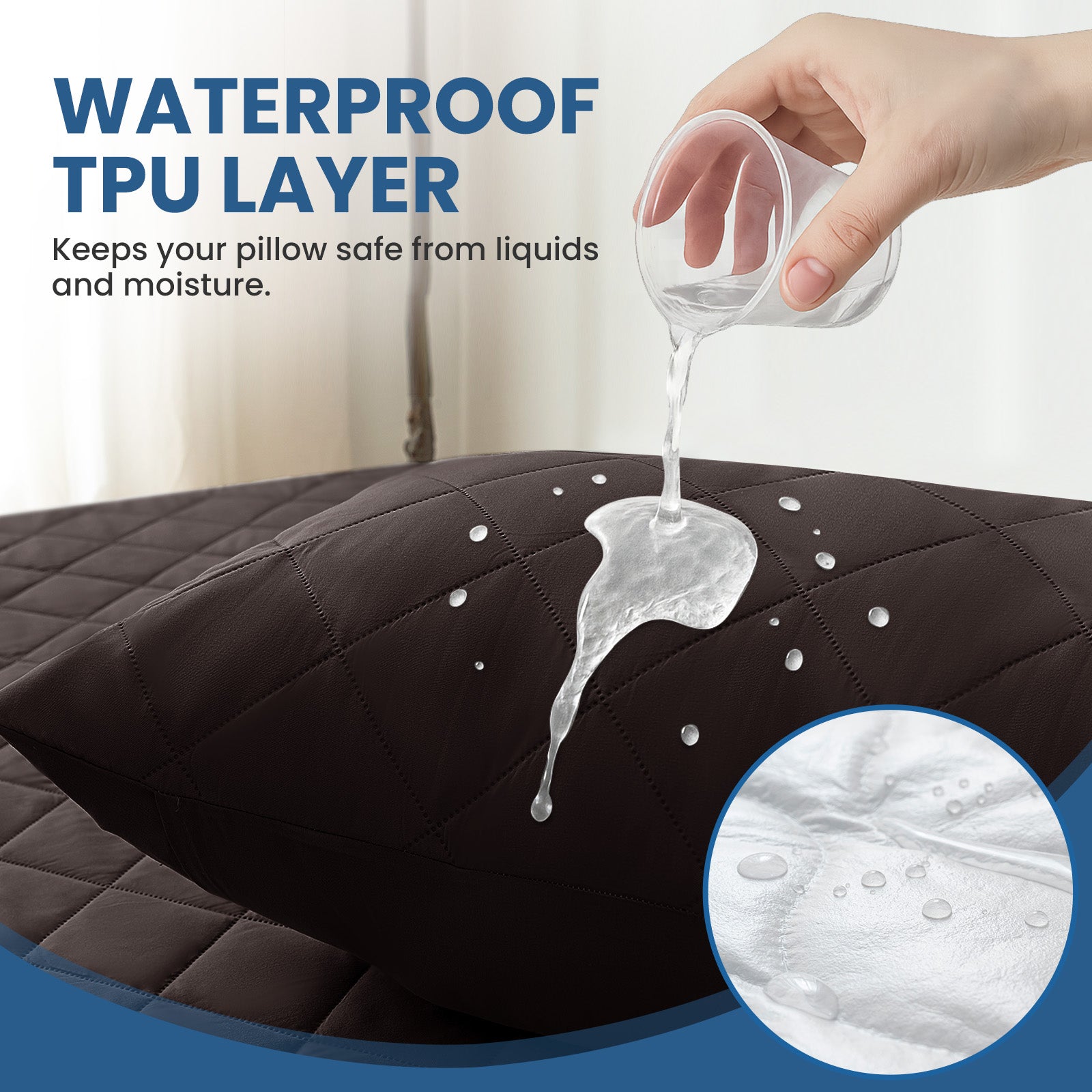 YSTYLE 2 Pieces Waterproof Bed Pillowcases 50x80cm Anti Mite-YSTYLE