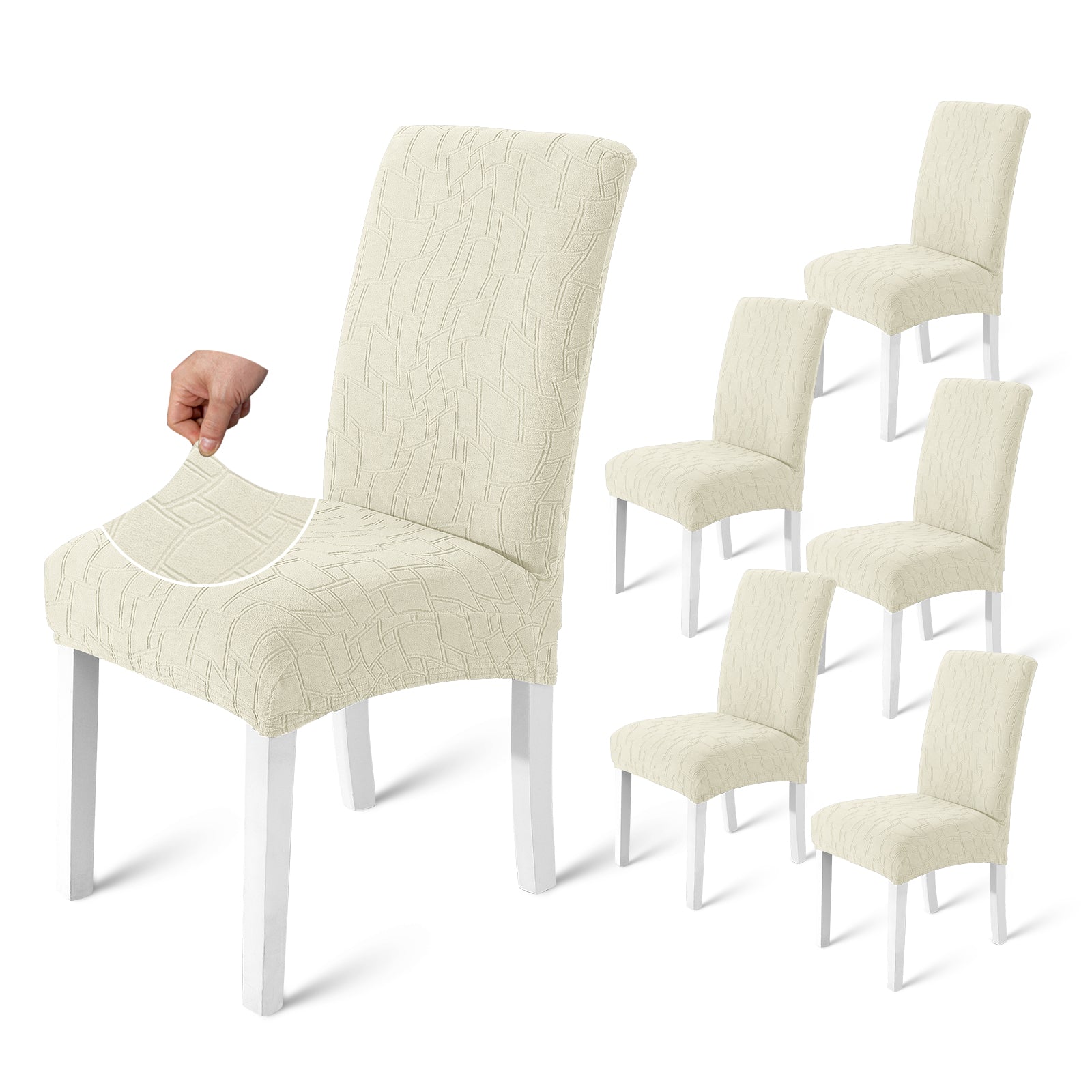 Ystyle 6-Piece Chair Covers with Backrest, Elastic Living Room Kitchen Chair Slipcovers, Soft Comfortable Anti-Scratch Chair Covers, Easy to Clean and Durable, Washable Removable