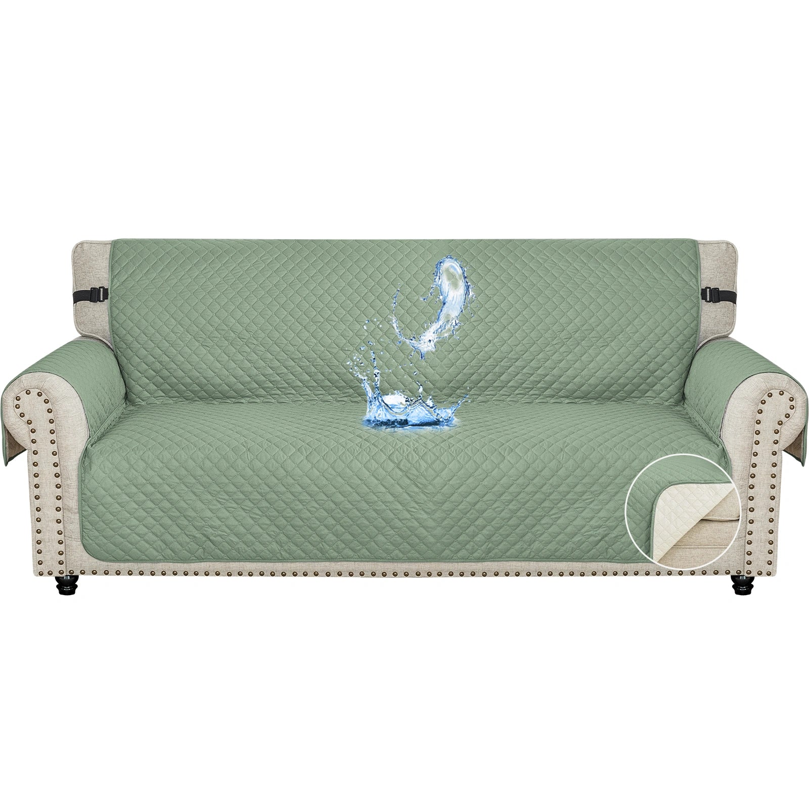 YSTYLE Waterproof 4 Seater Sofa Cover with Side Pockets Anti-Slip-YSTYLE