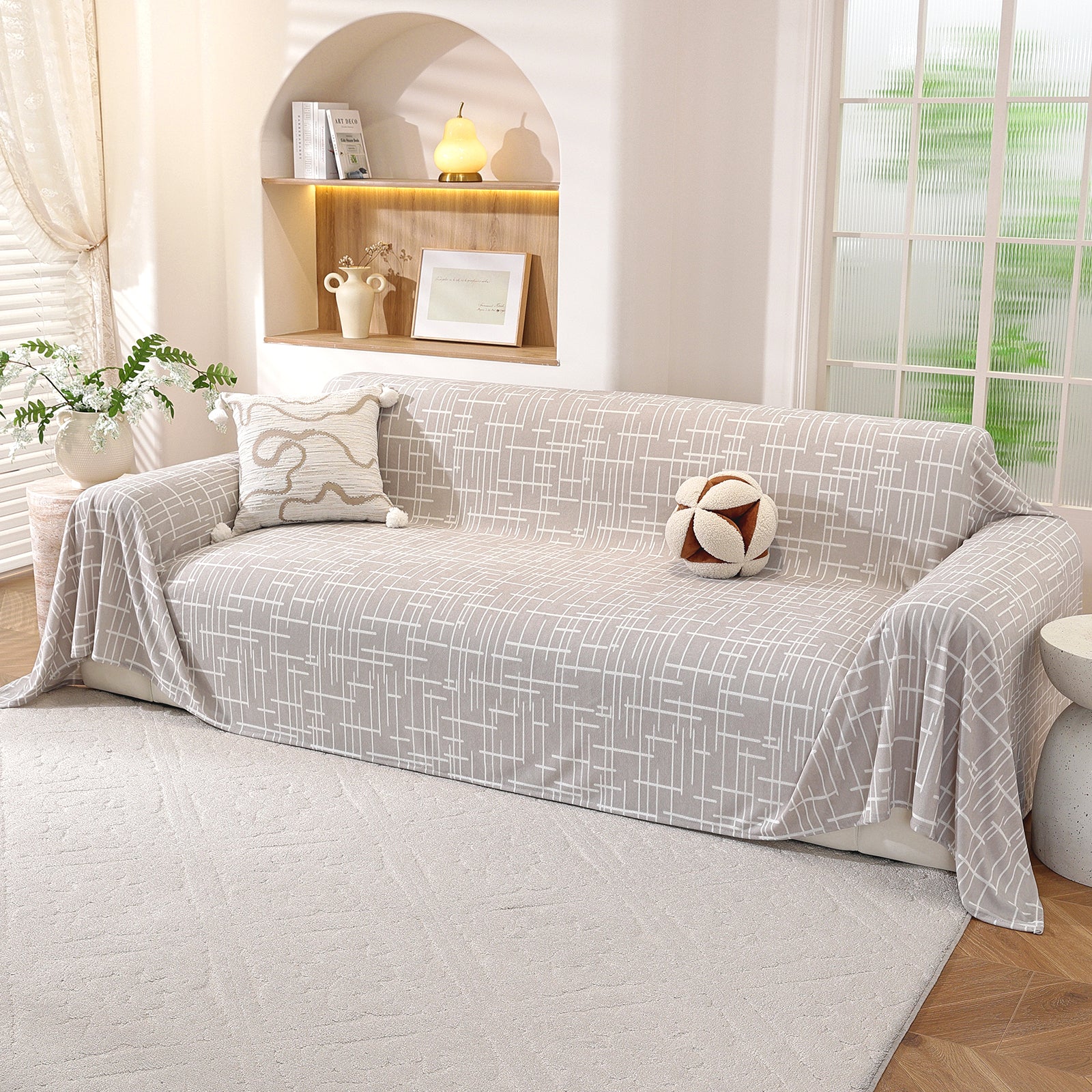 Ystyle 1-Seater Sofa Cover with Armrests, 180x230 CM, Universal Sofa Protector, Decorative Armchair Slipcover, Ideal as Furniture Throw, Full-Cover Anti-Stain Sofa Sheet