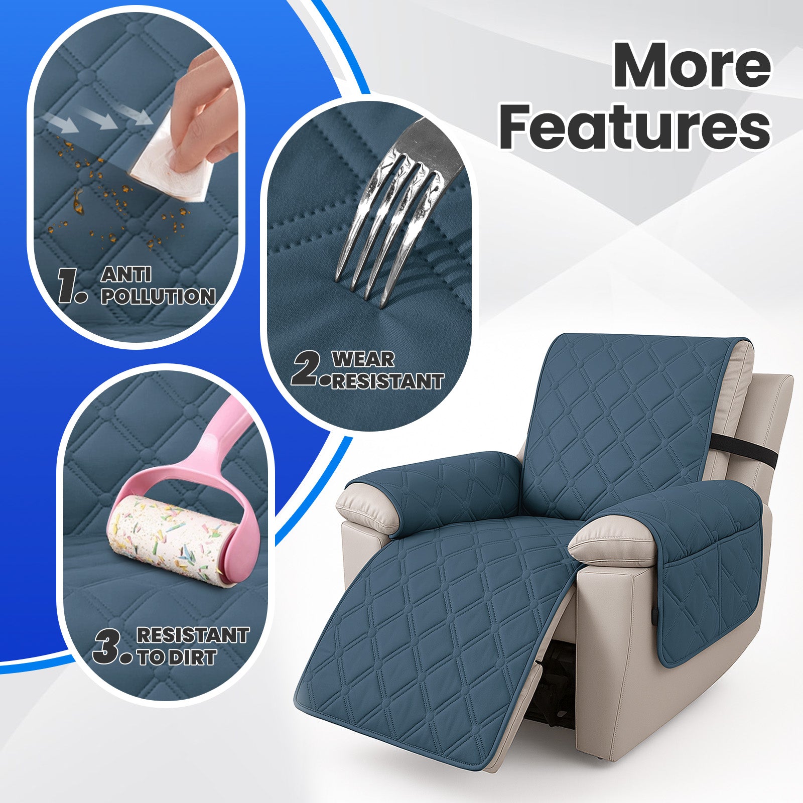 YSTYLE Waterproof Armchair Cover with Pockets and Non Slip Backing-YSTYLE