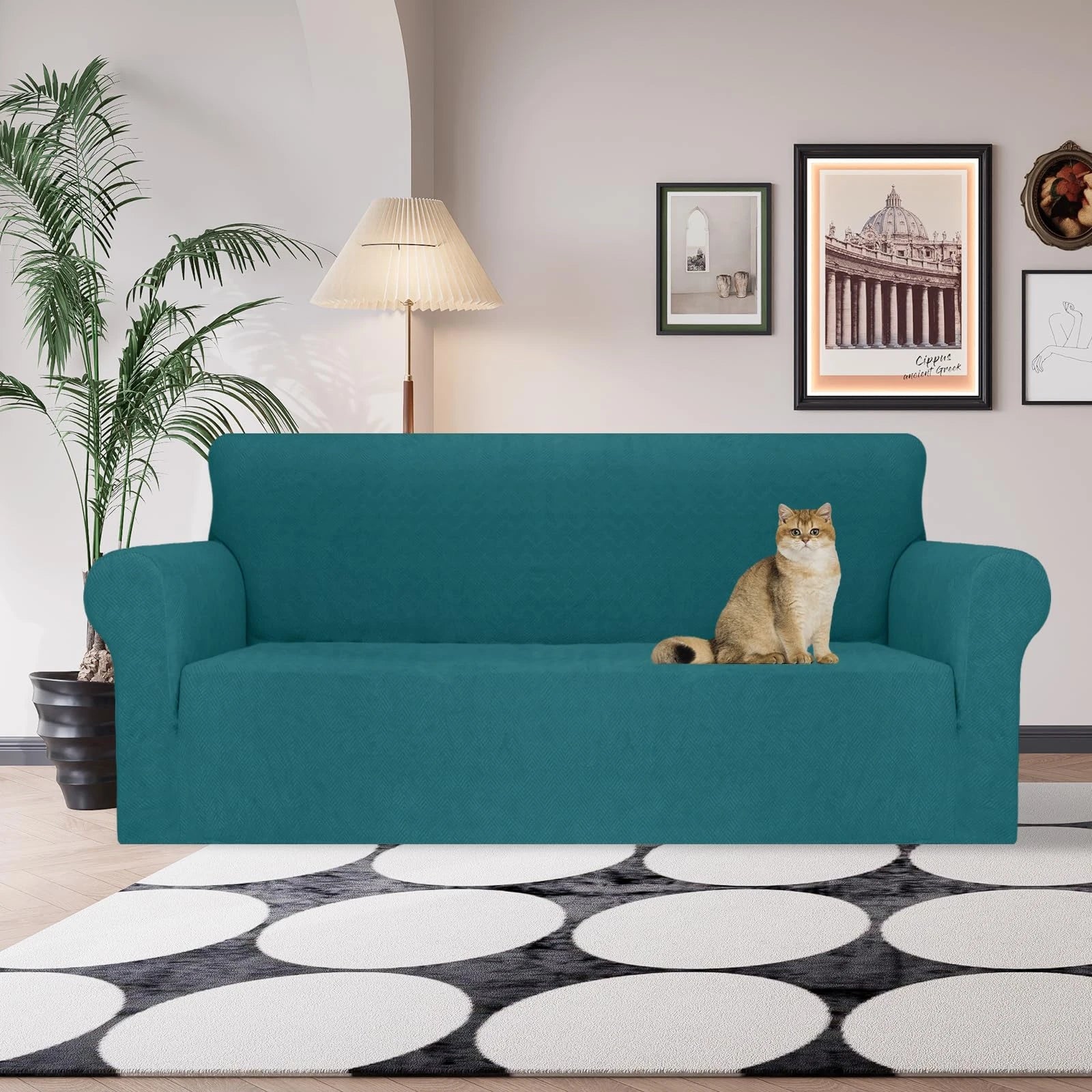 YSTYLE Stretch 3 Seater Sofa Cover with Armrests Anti-Slip Washable-YSTYLE