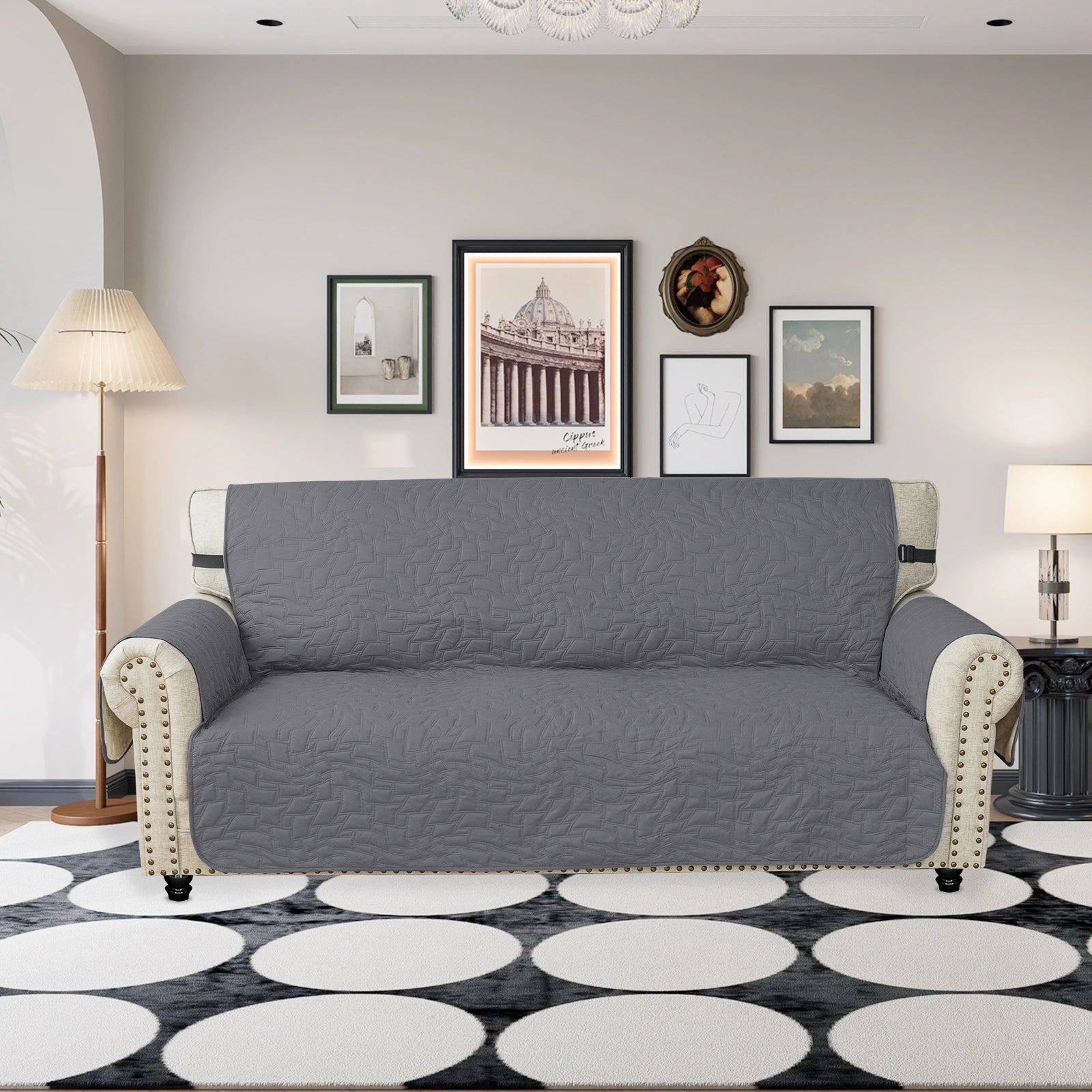 YSTYLE 3 Seater Sofa Cover – Waterproof, Anti-Slip, Cat Scratch-Resistant, Quilted Protection-Quads Shape