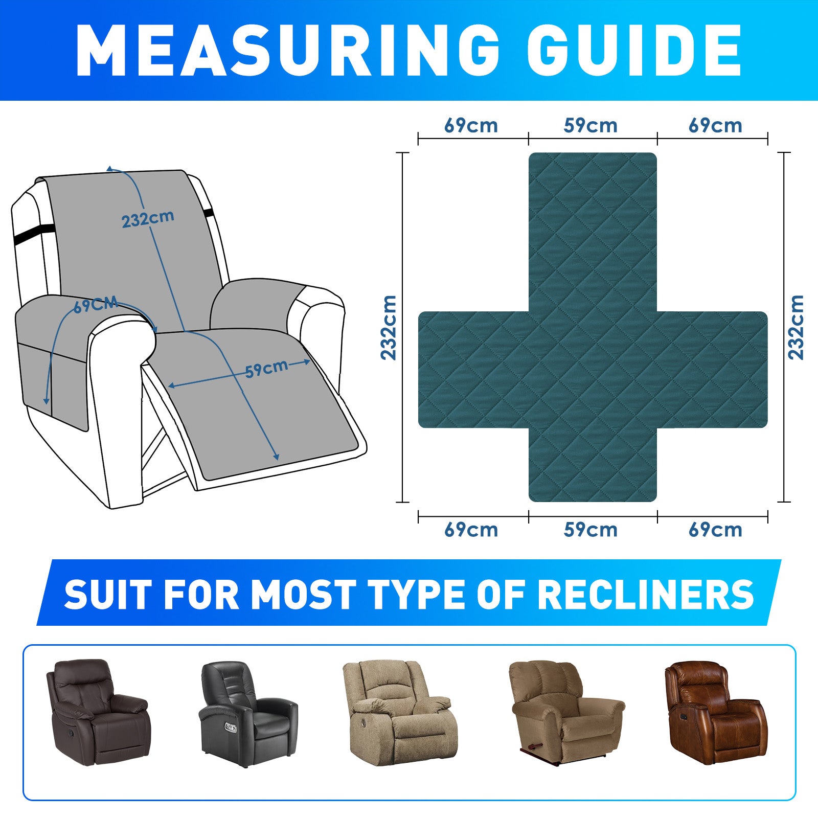 Waterproof 1 Seater Armchair Cover with Non-Slip Backing and Pockets-YSTYLE