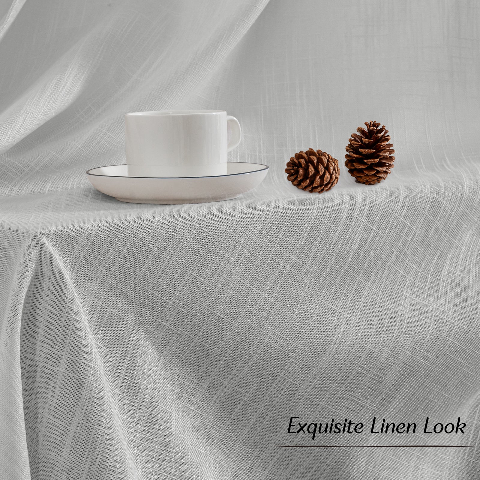 YSTYLE 2 Pieces Linen Look Voile Curtains Eyelets-YSTYLE