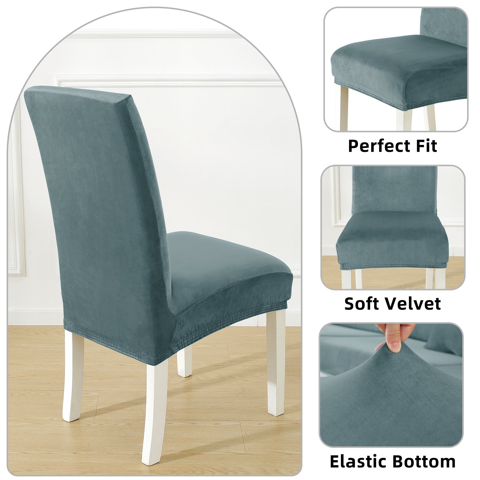 YSTYLE 6 pezzi di coprisedie in velluto elasticizzato con schienale