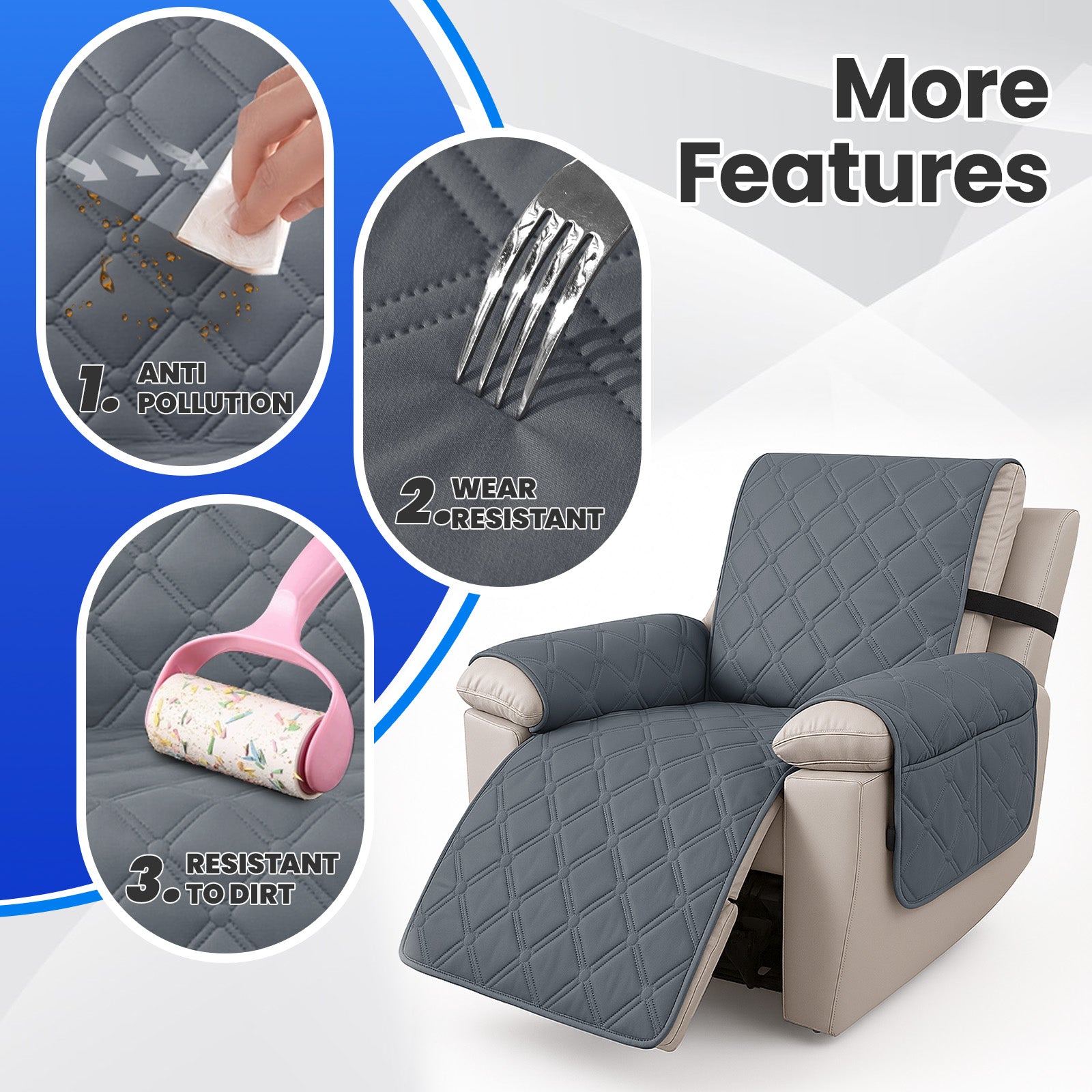 YSTYLE Waterproof Armchair Cover with Pockets and Non Slip Backing-YSTYLE