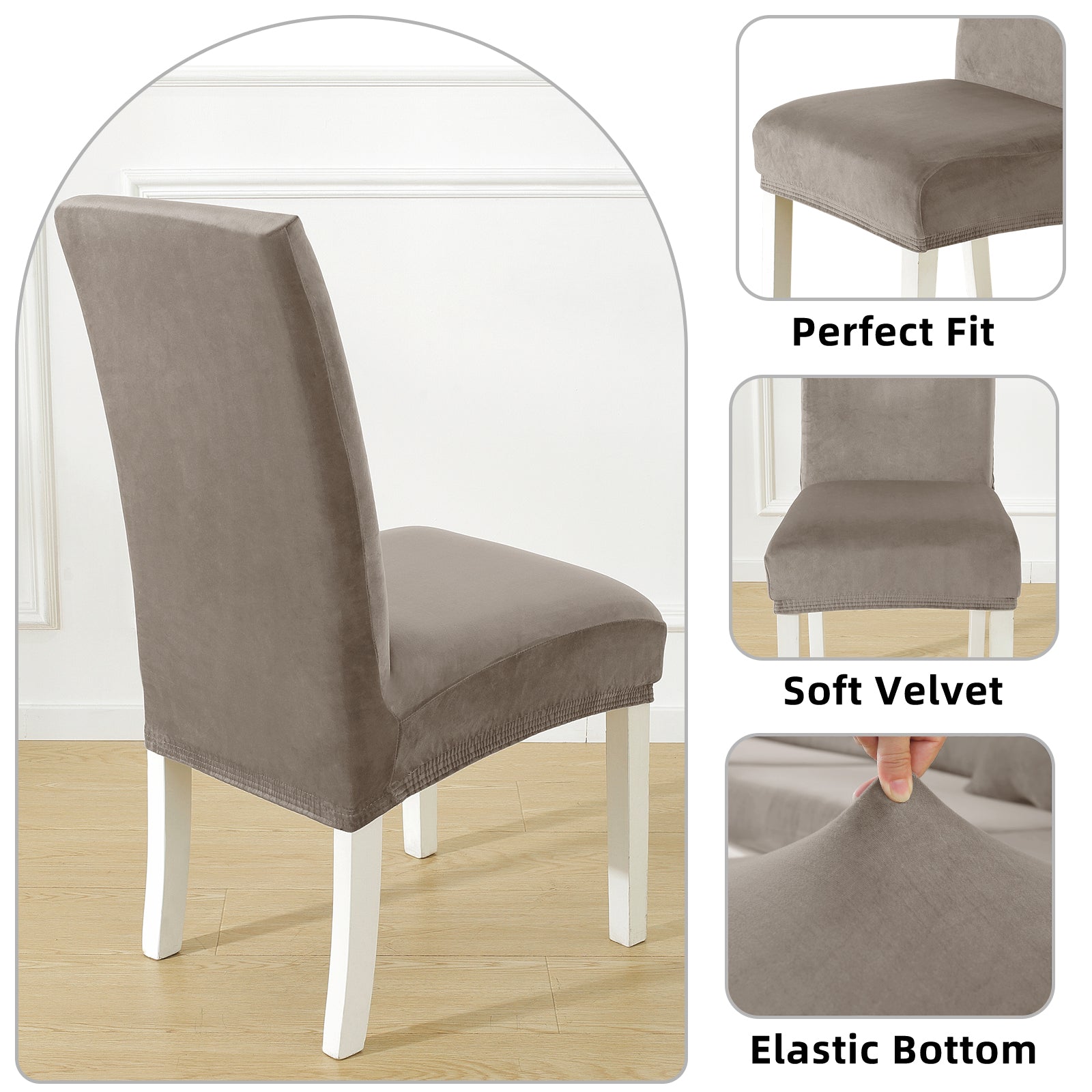 YSTYLE 6 pezzi di coprisedie in velluto elasticizzato con schienale