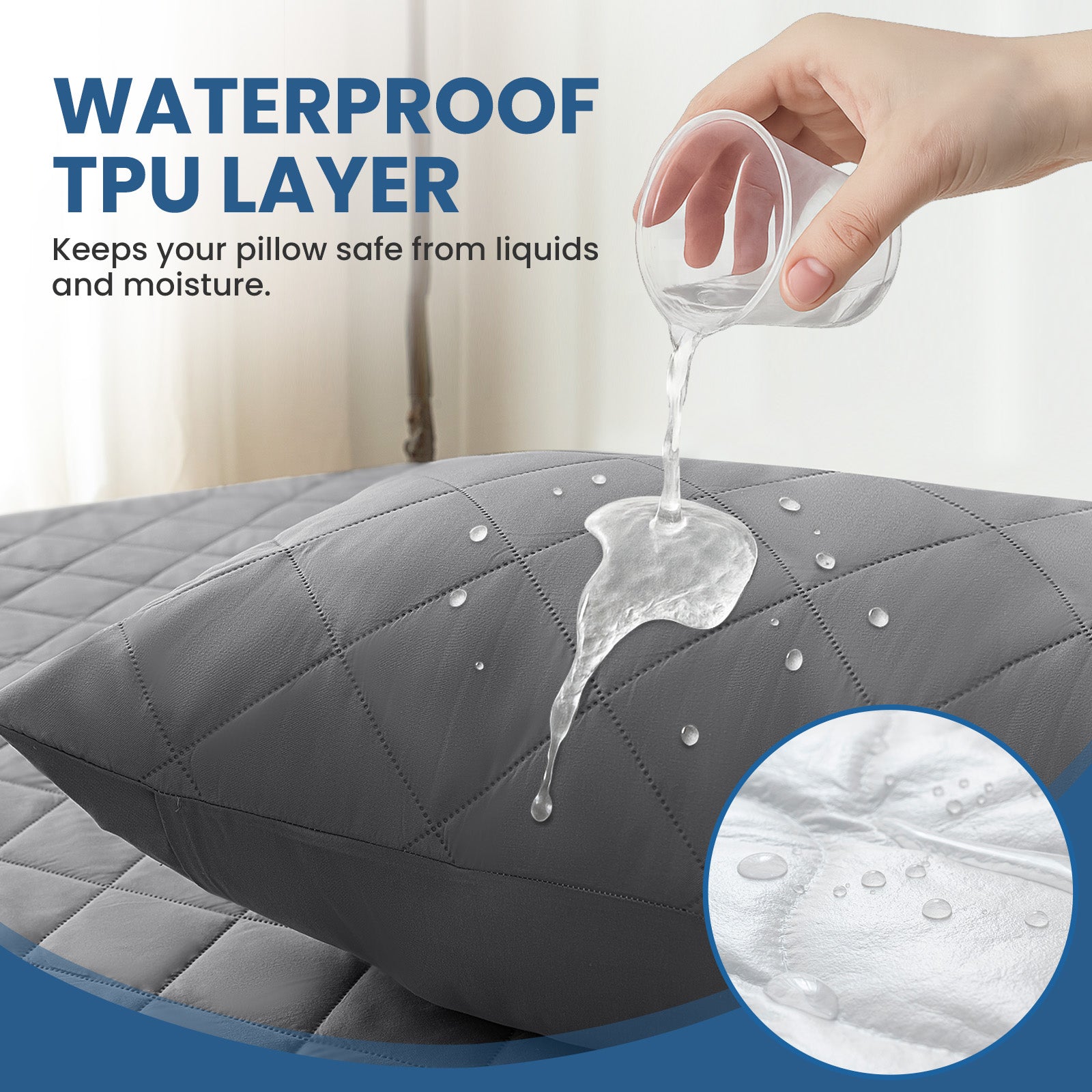 YSTYLE 2 Pieces Waterproof Bed Pillowcases 50x80cm Anti Mite-YSTYLE