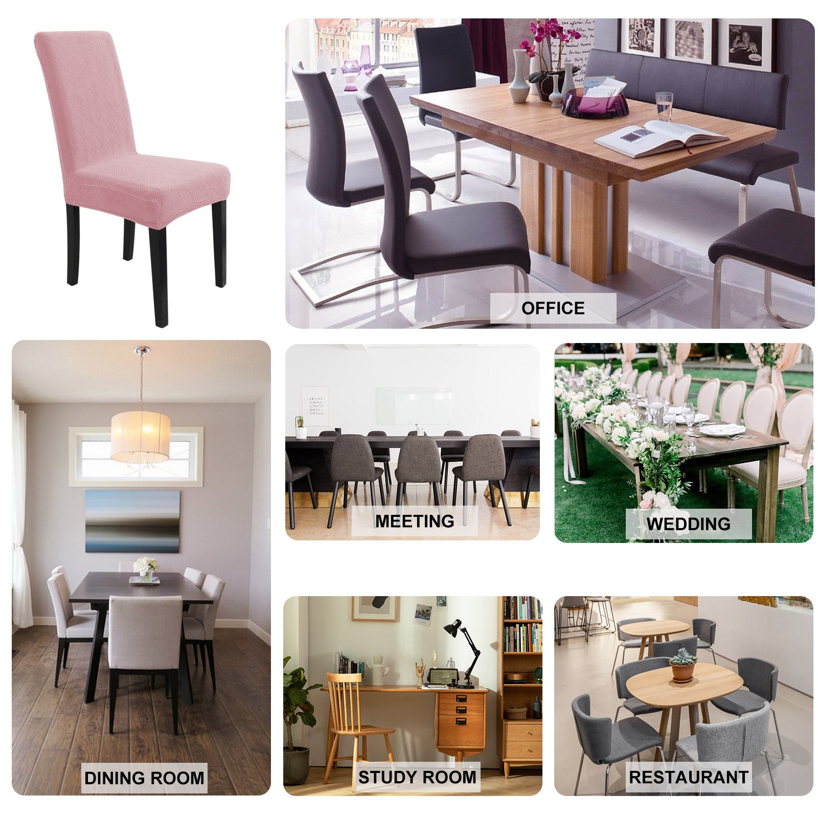 YSTYLE 2 Pieces élastique Dining Chair couvertures Diamond Jacquard
