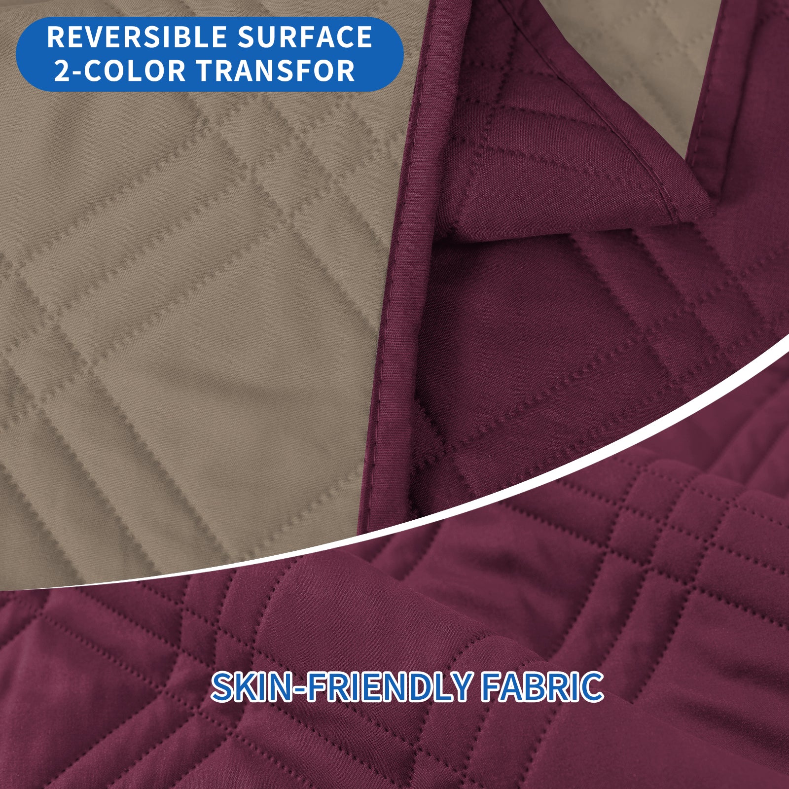 YSTYLE Reversible 4 Seater Corner Sofa Cover Quilted Anti Slip-YSTYLE